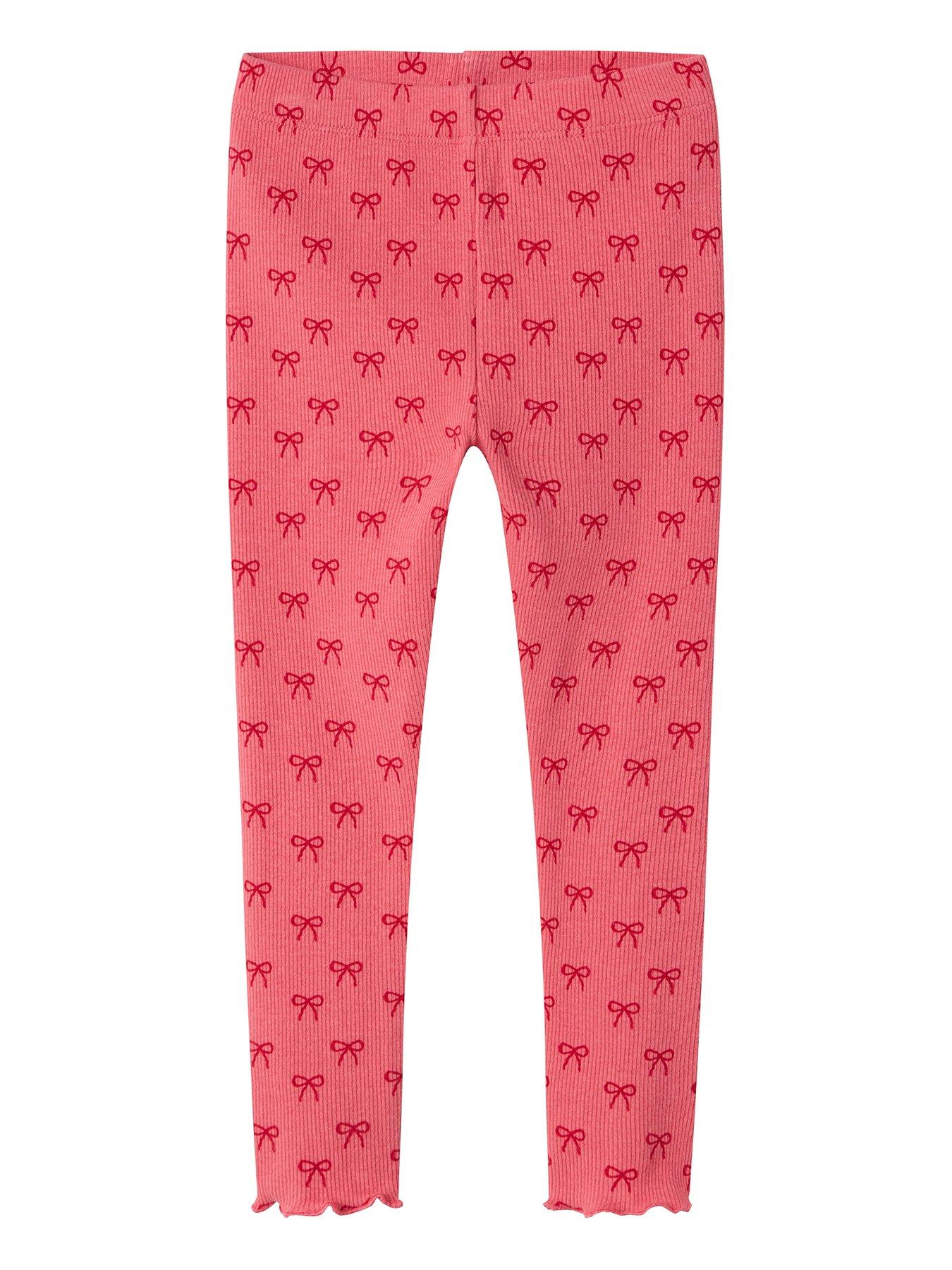 undefined Mini Girls Bow Print Leggings - Rapture Rose