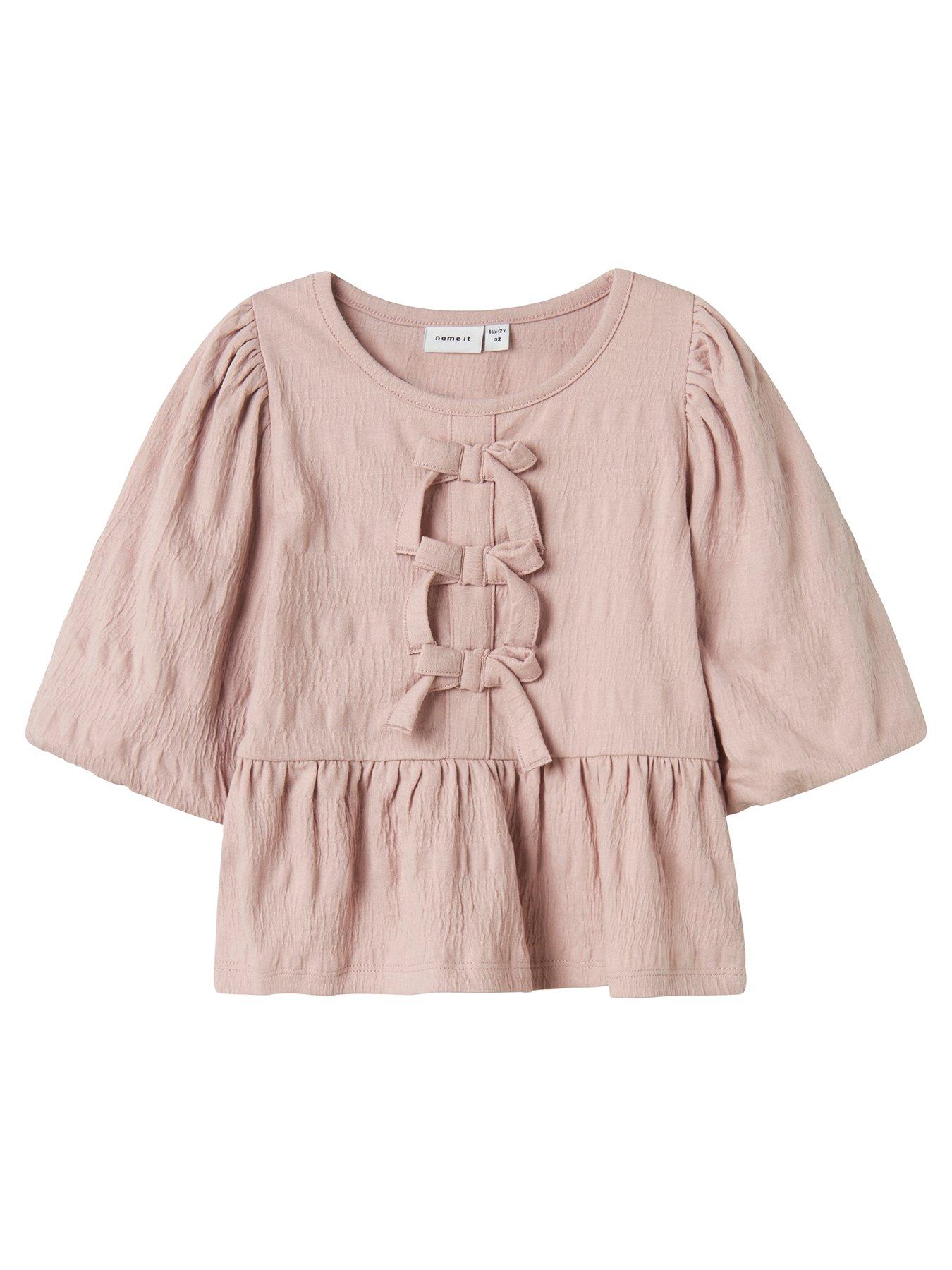 undefined Mini Girls 3/4 Sleeve Bow Top - Burnished Lilac