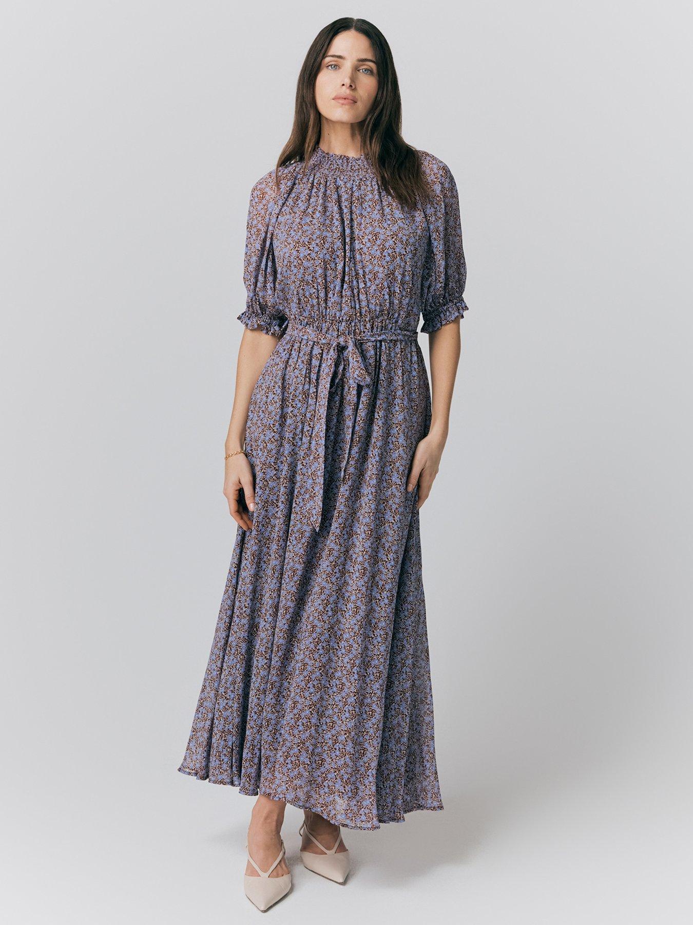 undefined Effie Ditsy Georgette Midi Dress - Purple Flowers