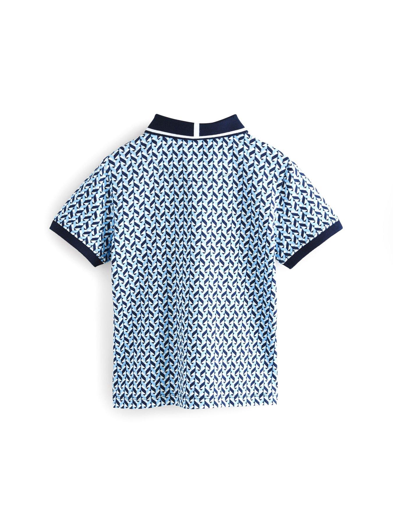  image of ted-baker-geometric-print-polo-shirt-navy