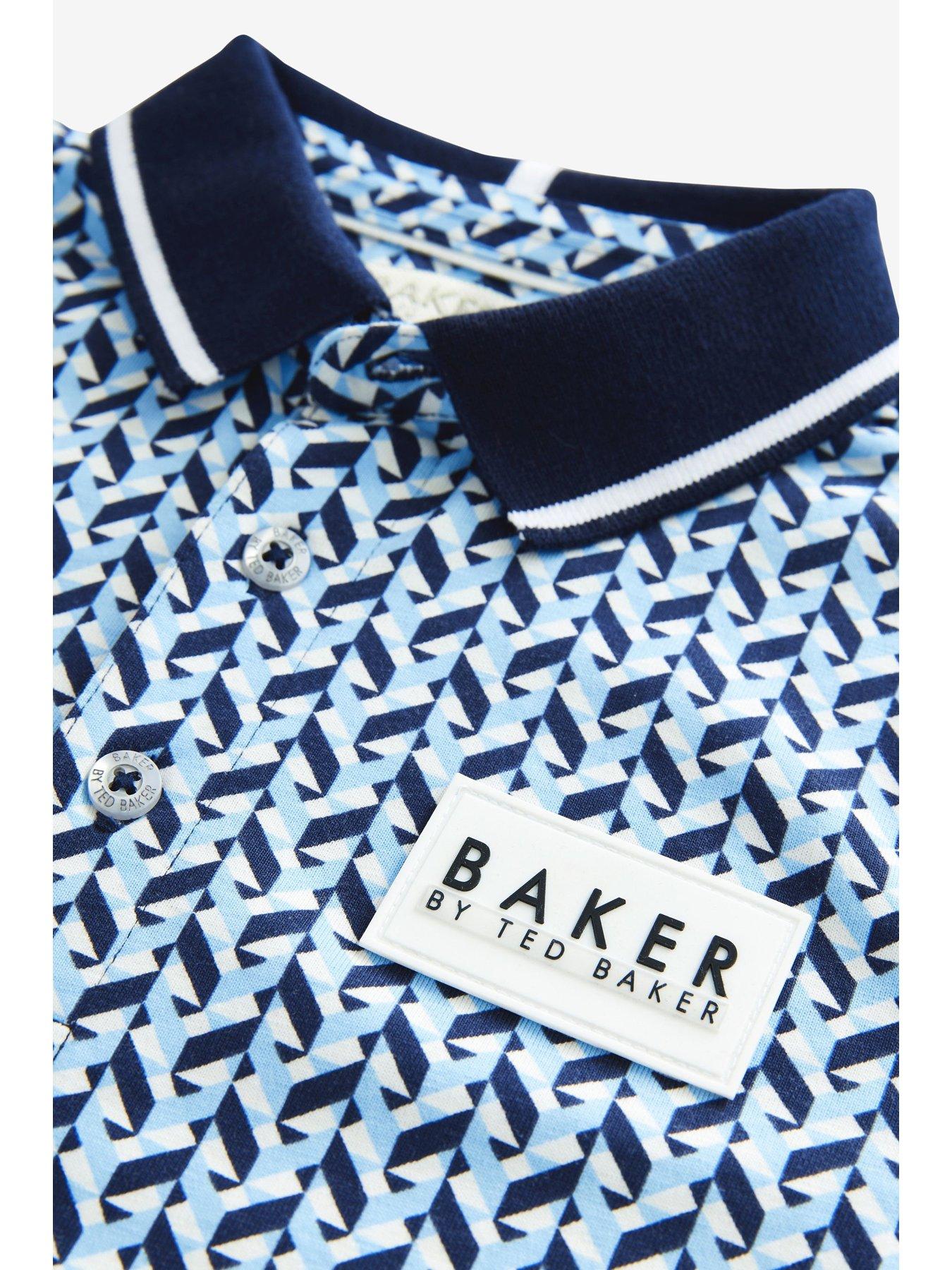  image of ted-baker-geometric-print-polo-shirt-navy