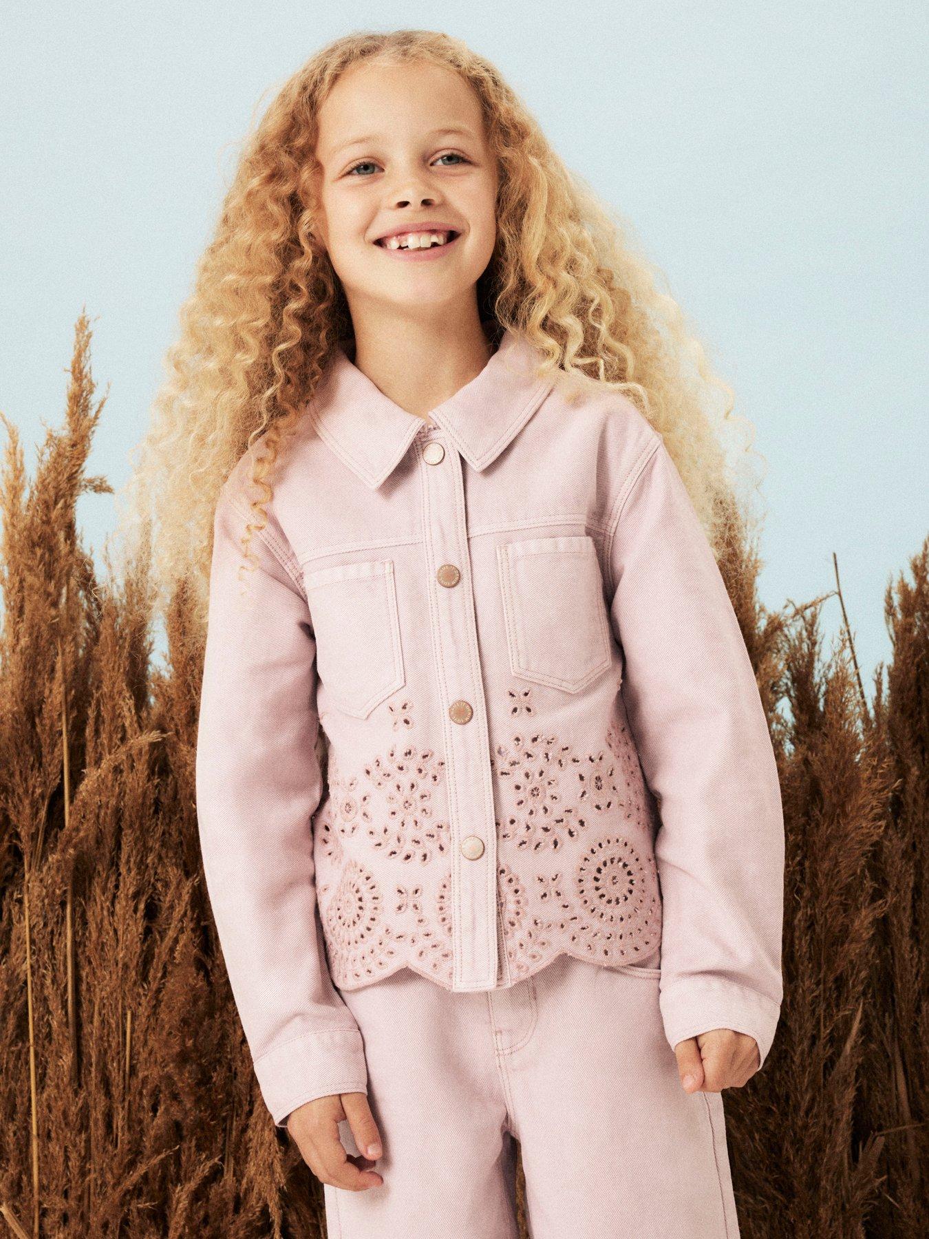 undefined Girls Cutwork Denim Jacket - Burnished Lilac