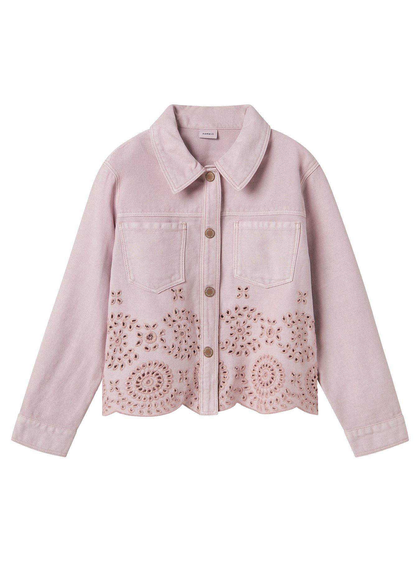 undefined Girls Cutwork Denim Jacket - Burnished Lilac