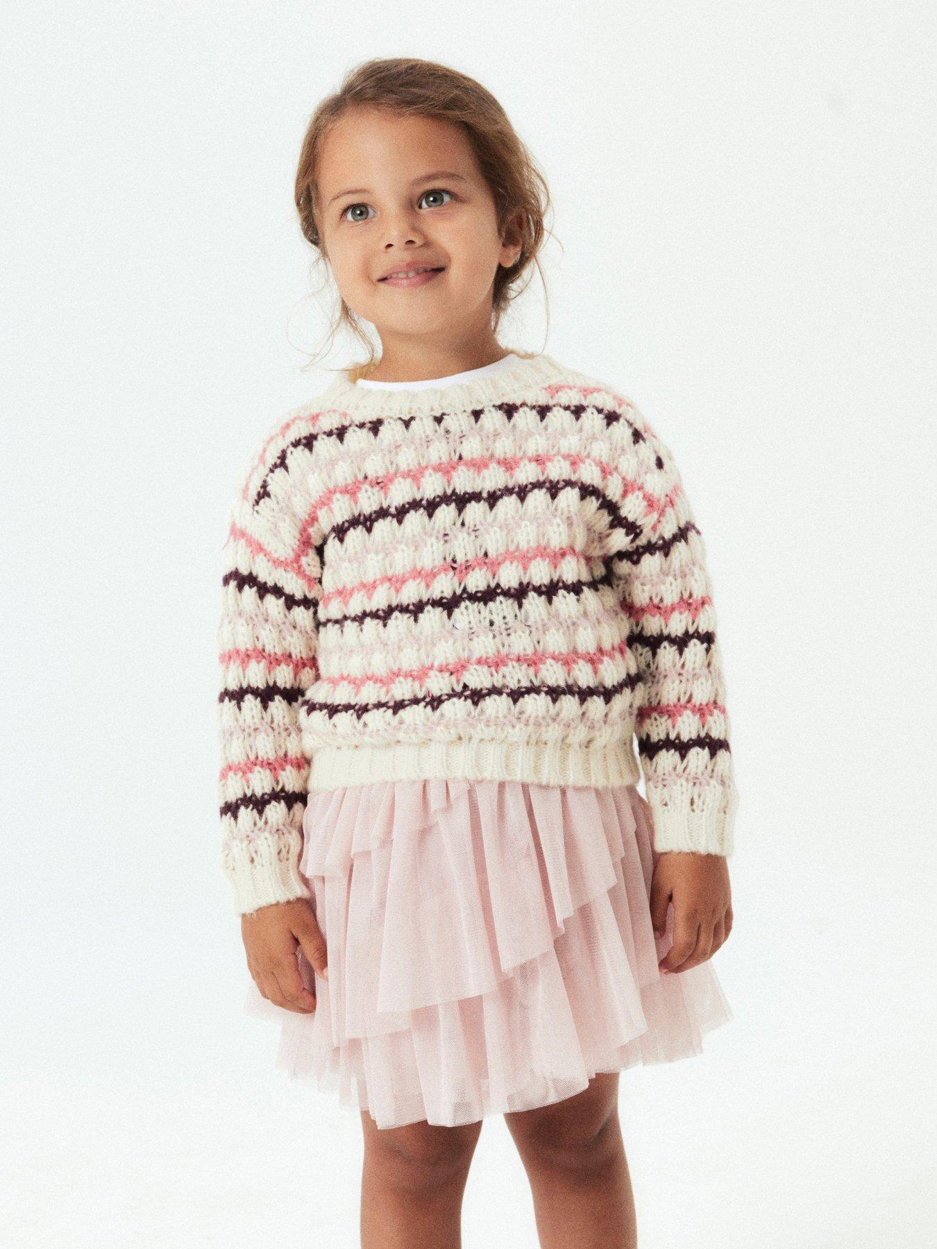 undefined Mini Girls Chunky Knitted Jumper - Peyote - Multi