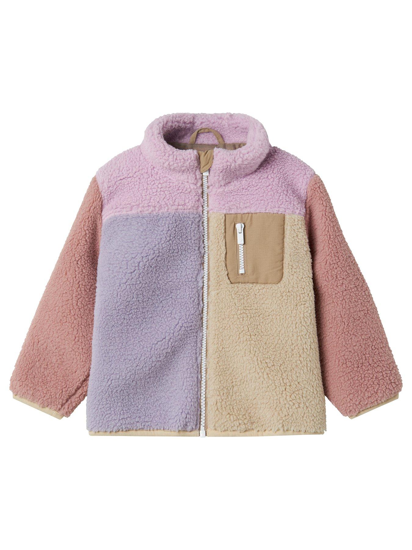 Image 1 of 3 of Name It Mini Girls Colour Block Fleece Jacket - Multi
