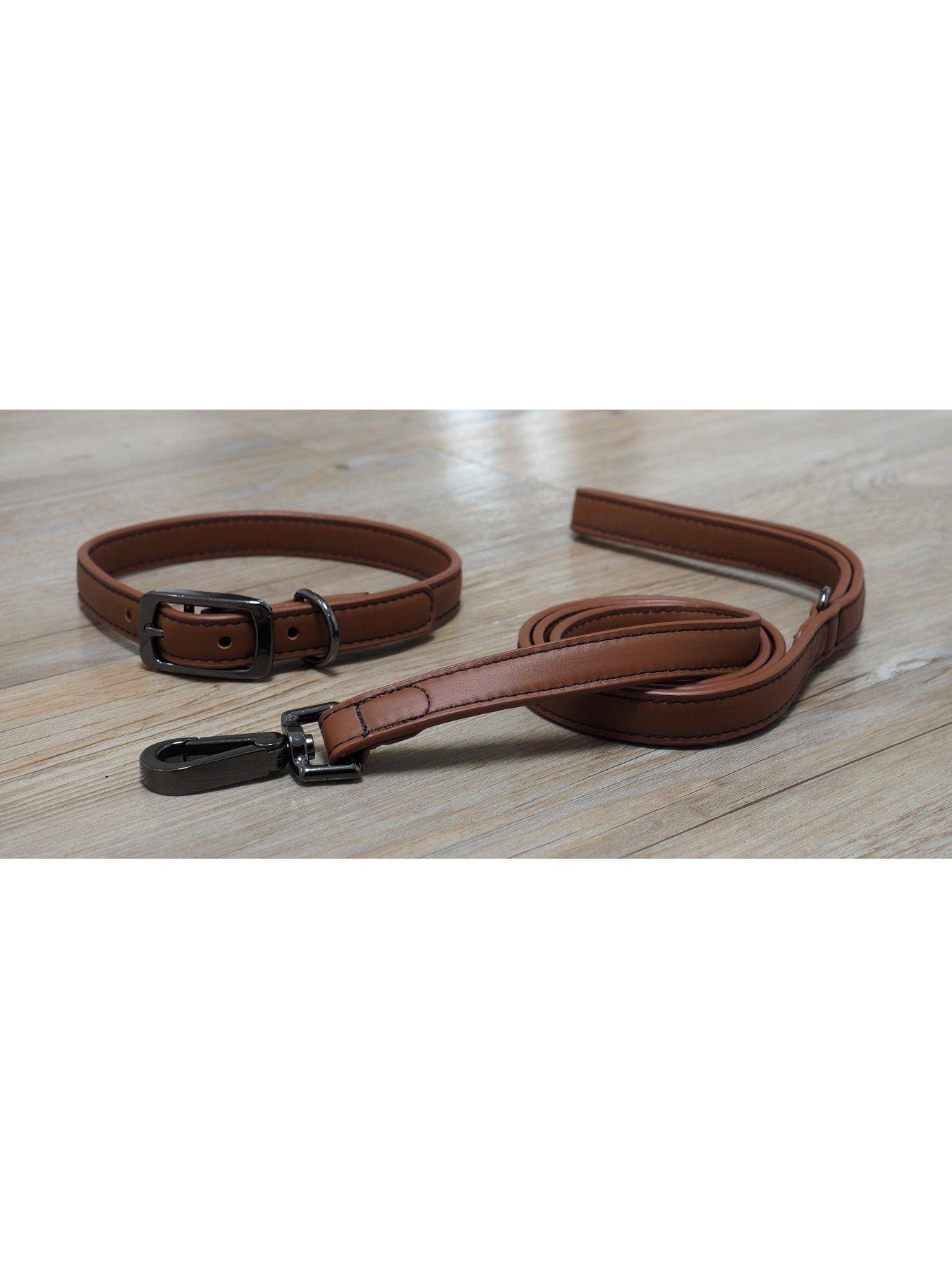 undefined Luxe Leather Collar  &  Lead Set - Small (Tan)