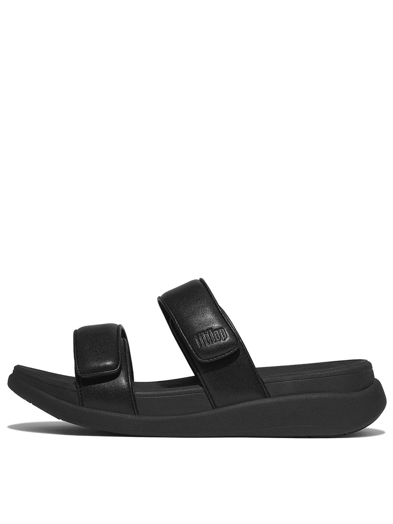 Image 1 of 6 of FitFlop F-mode Go 2 Bar Velcro Slide - All Black