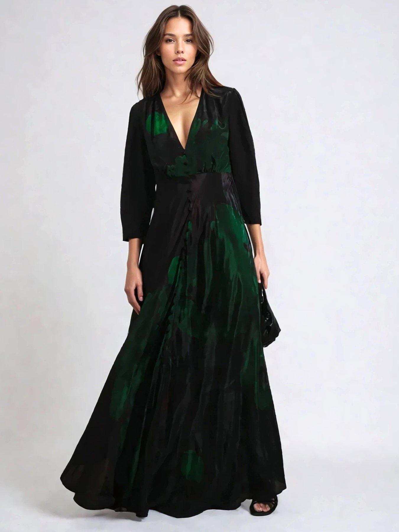  image of religion-maryam-maxi-button-through-floral-print-dress-green