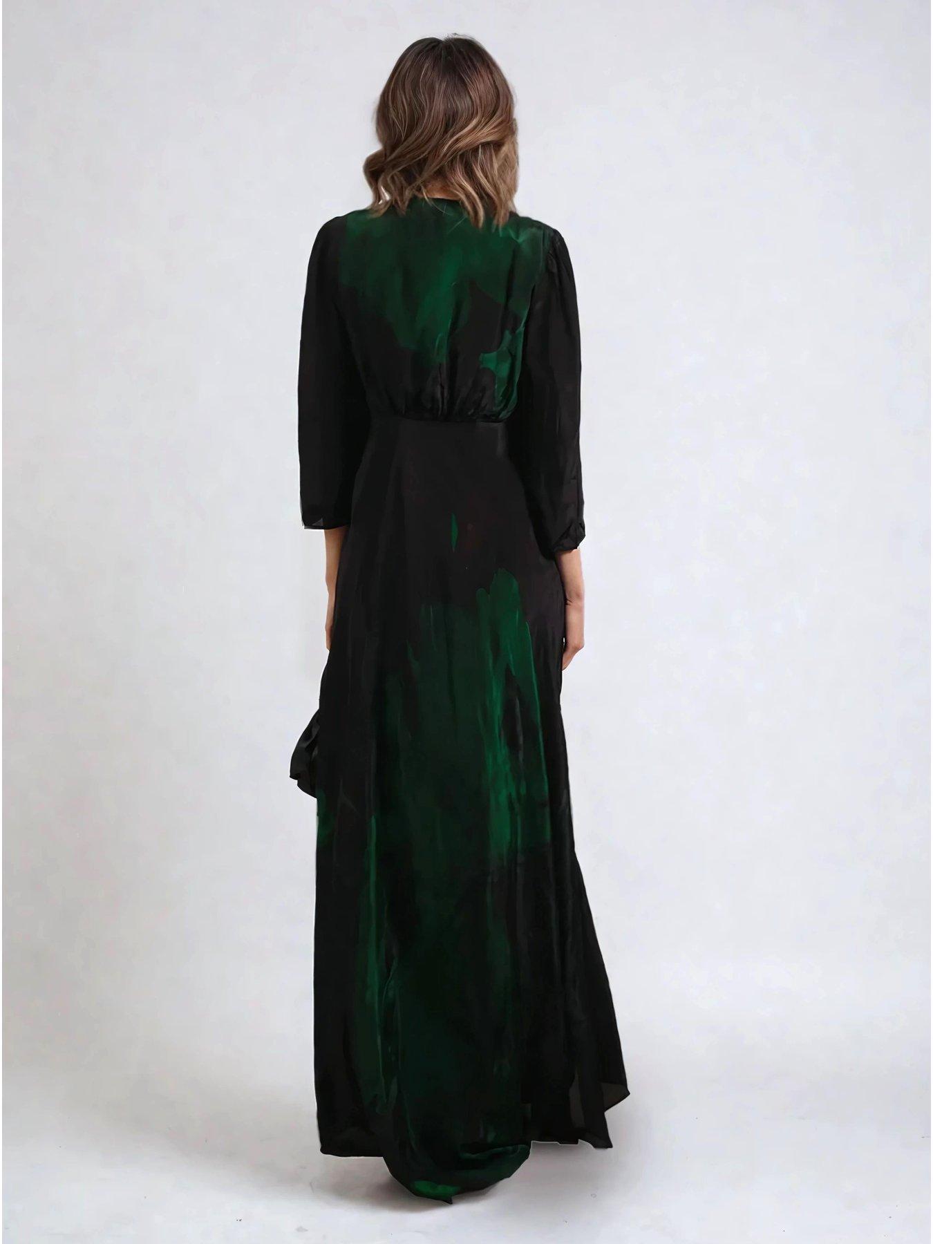  image of religion-maryam-maxi-button-through-floral-print-dress-green