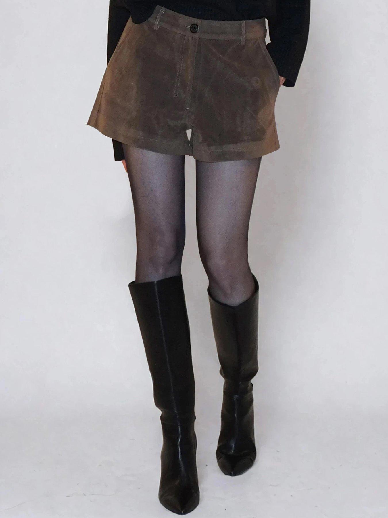 religion-galaxy-suede-shorts-brown