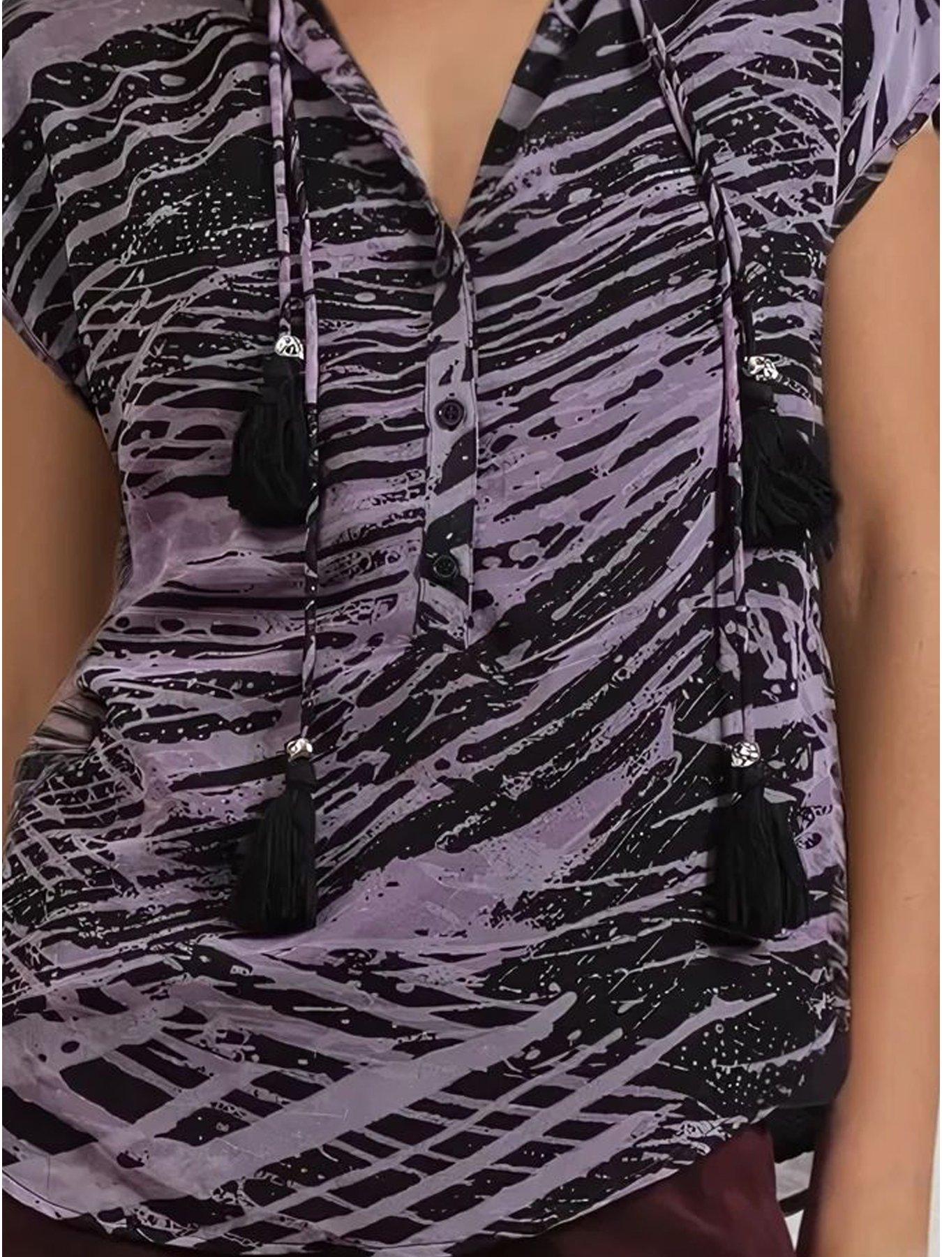  image of religion-diamond-cap-sleeve-tassel-deacutecor-shirt-purple