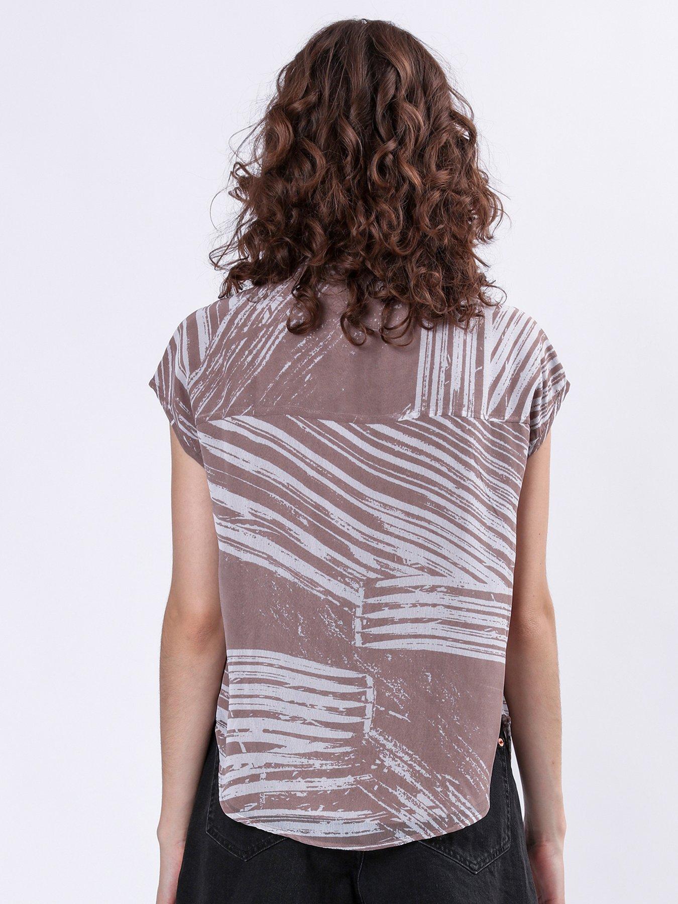 image of religion-diamond-cap-sleeve-tassel-deacutecor-shirt-beige
