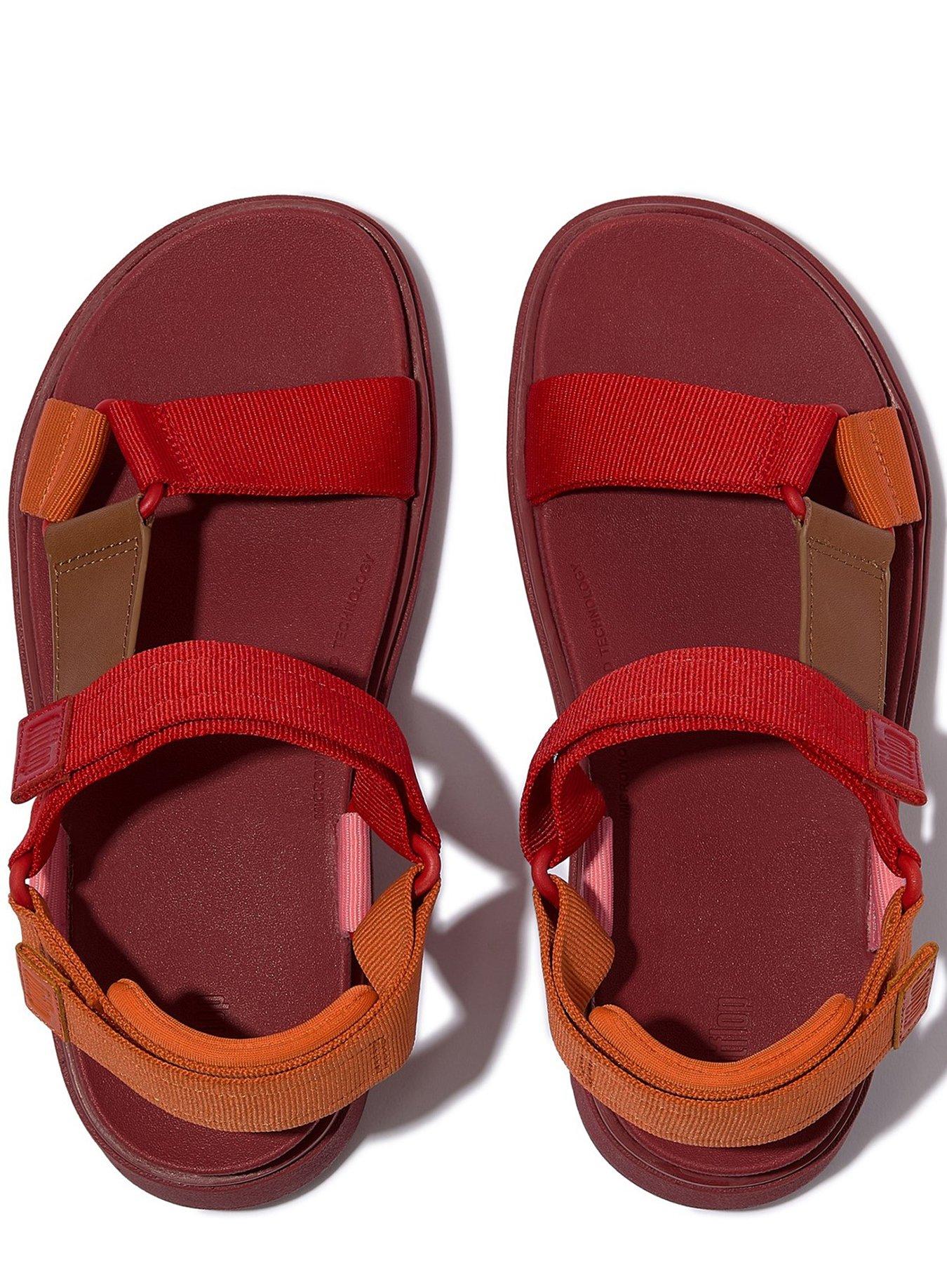  image of fitflop-gen-ff-t-bar-sandal-flooded-webbing-redpink-perfect-mix