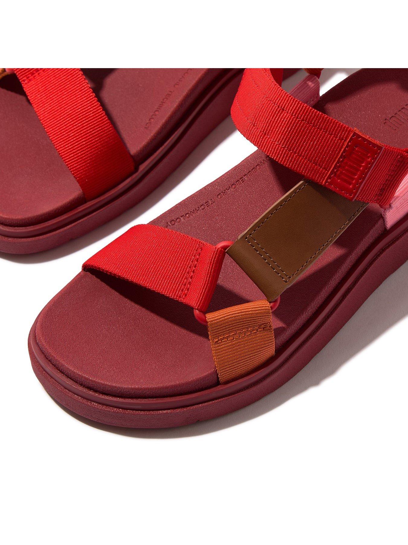  image of fitflop-gen-ff-t-bar-sandal-flooded-webbing-redpink-perfect-mix