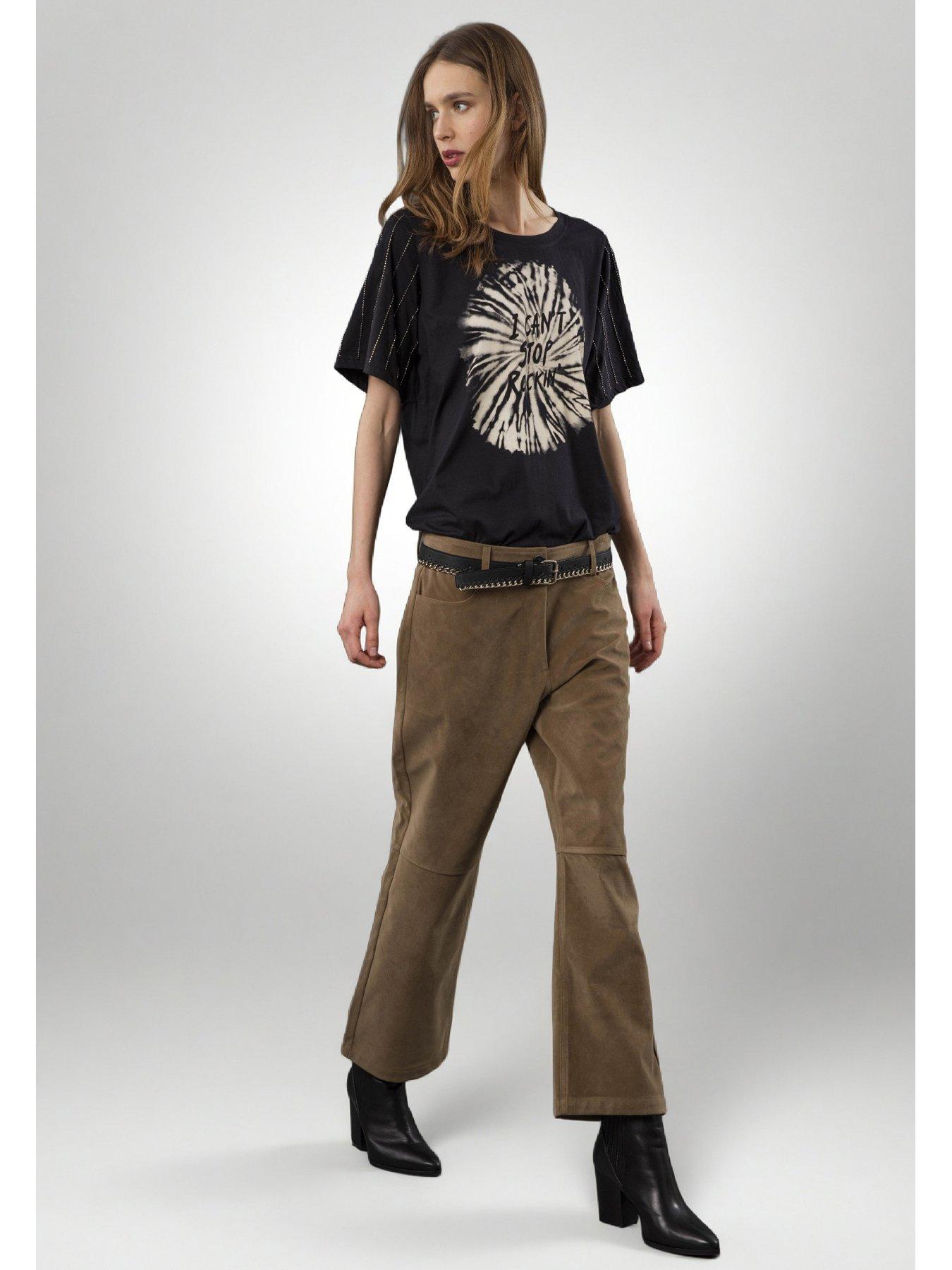undefined Peridot T-Shirt With Embellished Sleeves - Black