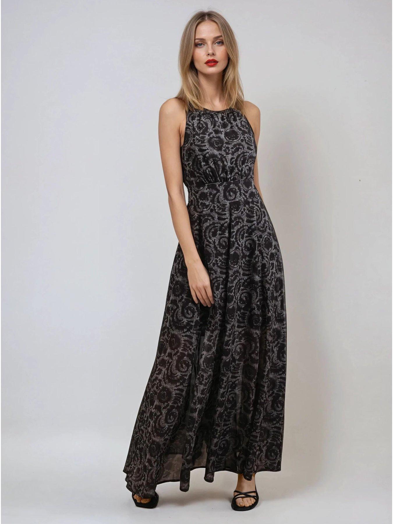 Religion Gigi Tie Dye Open Back Maxi Dress - Black