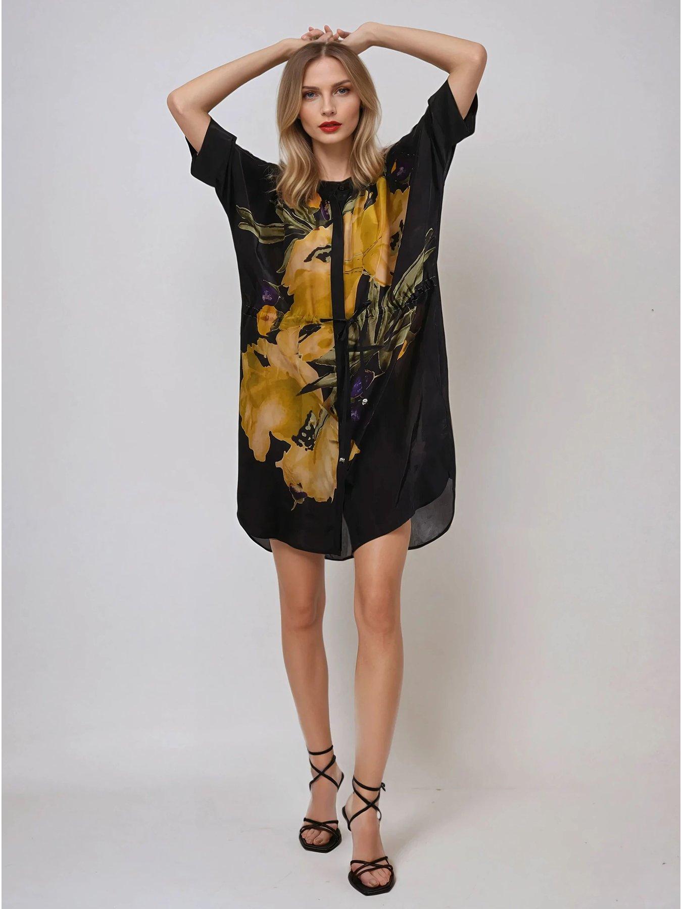 religion-jade-floral-placement-tunic-dress-yellow
