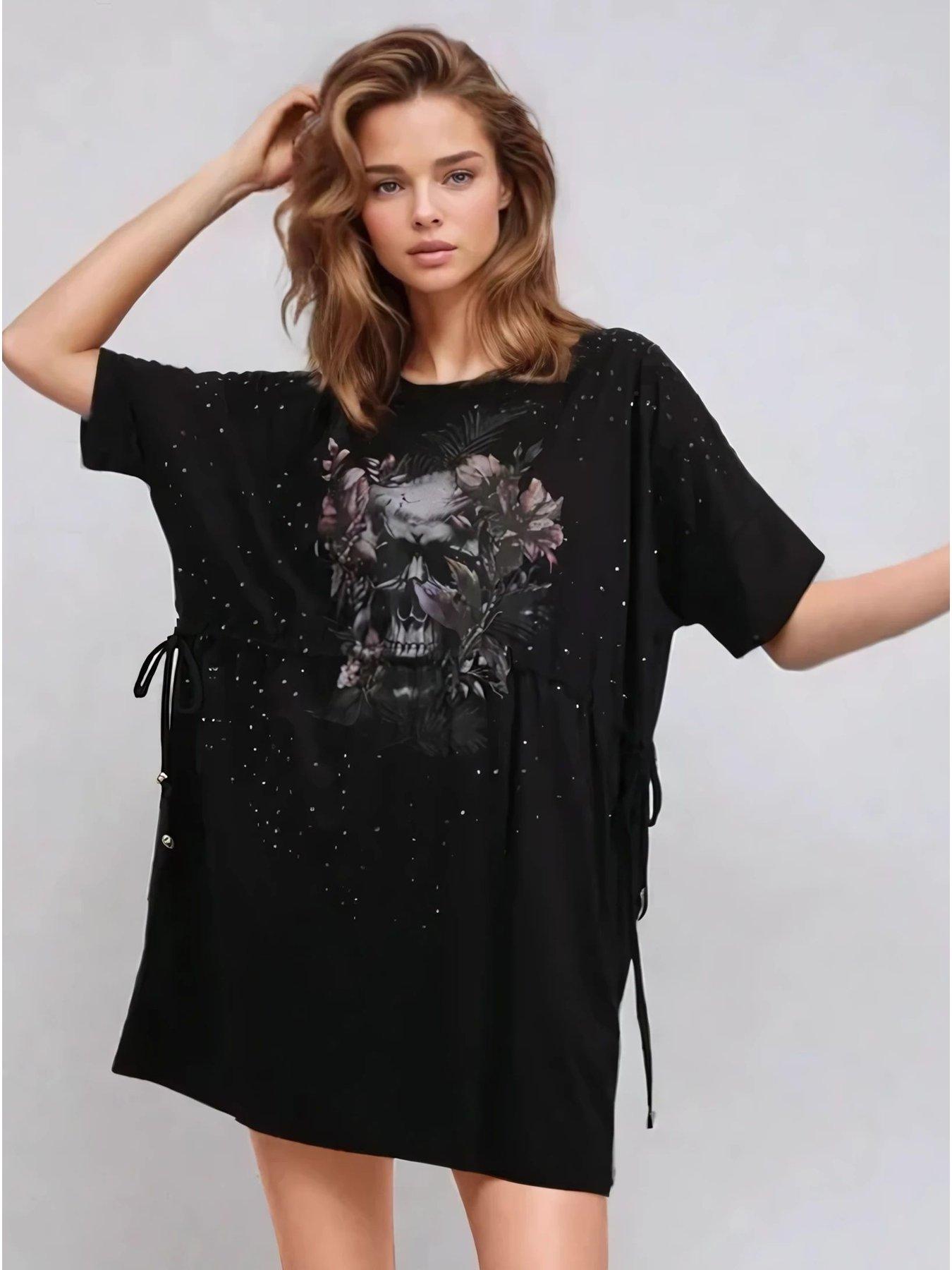 religion-topaz-jersey-beaded-skull-tunic-dress-black