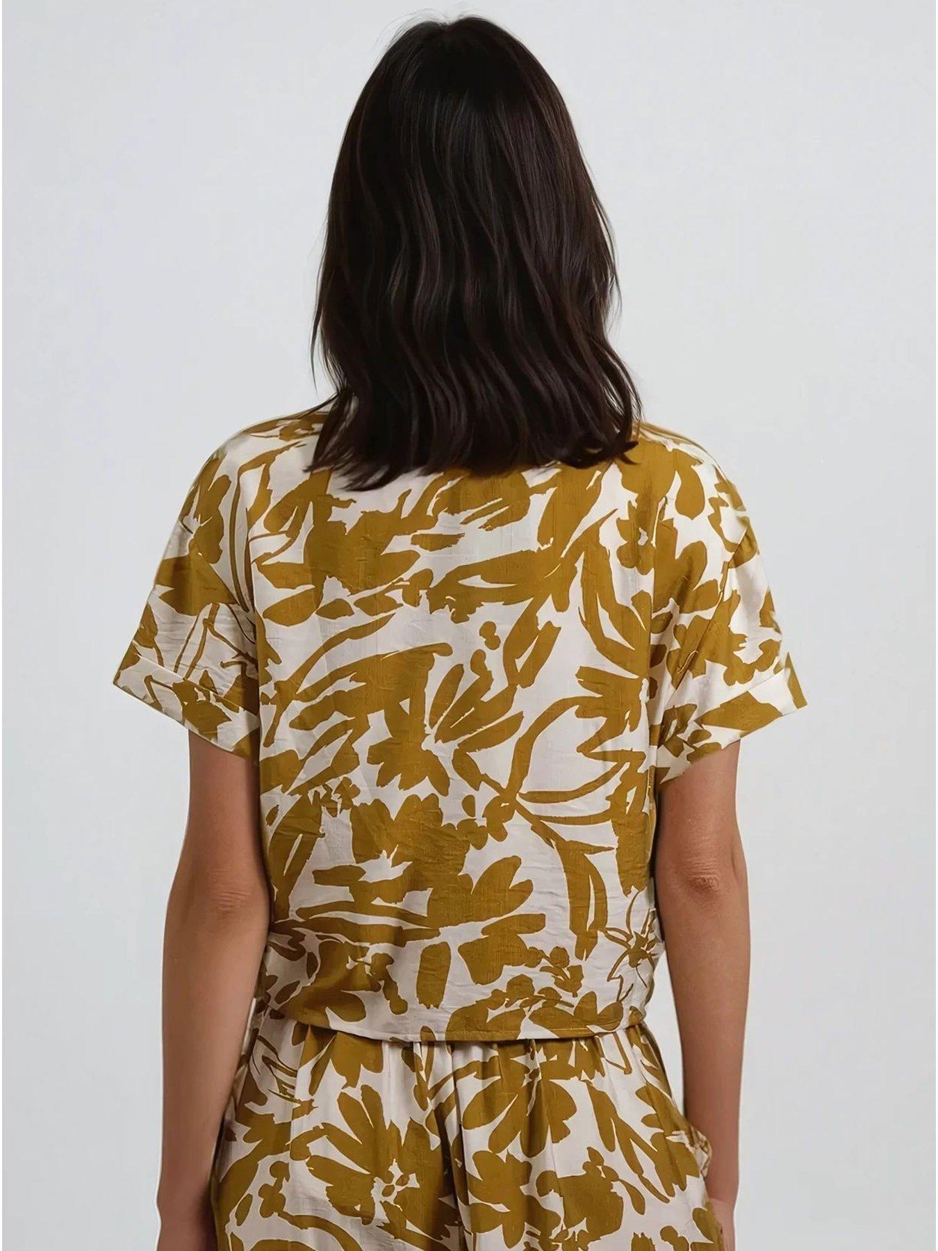  image of religion-element-tie-front-shirt-in-bright-floral-yellow
