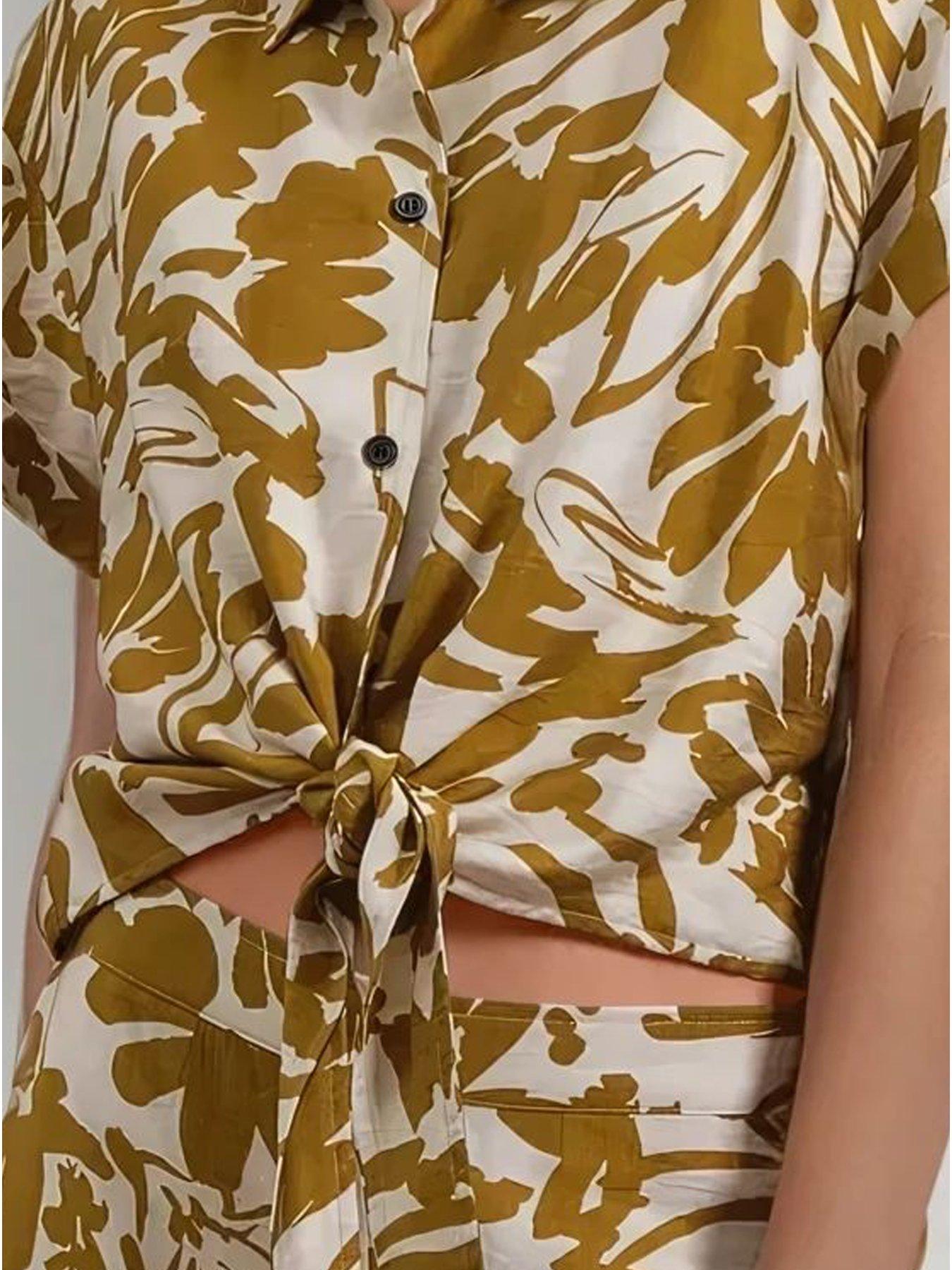  image of religion-element-tie-front-shirt-in-bright-floral-yellow