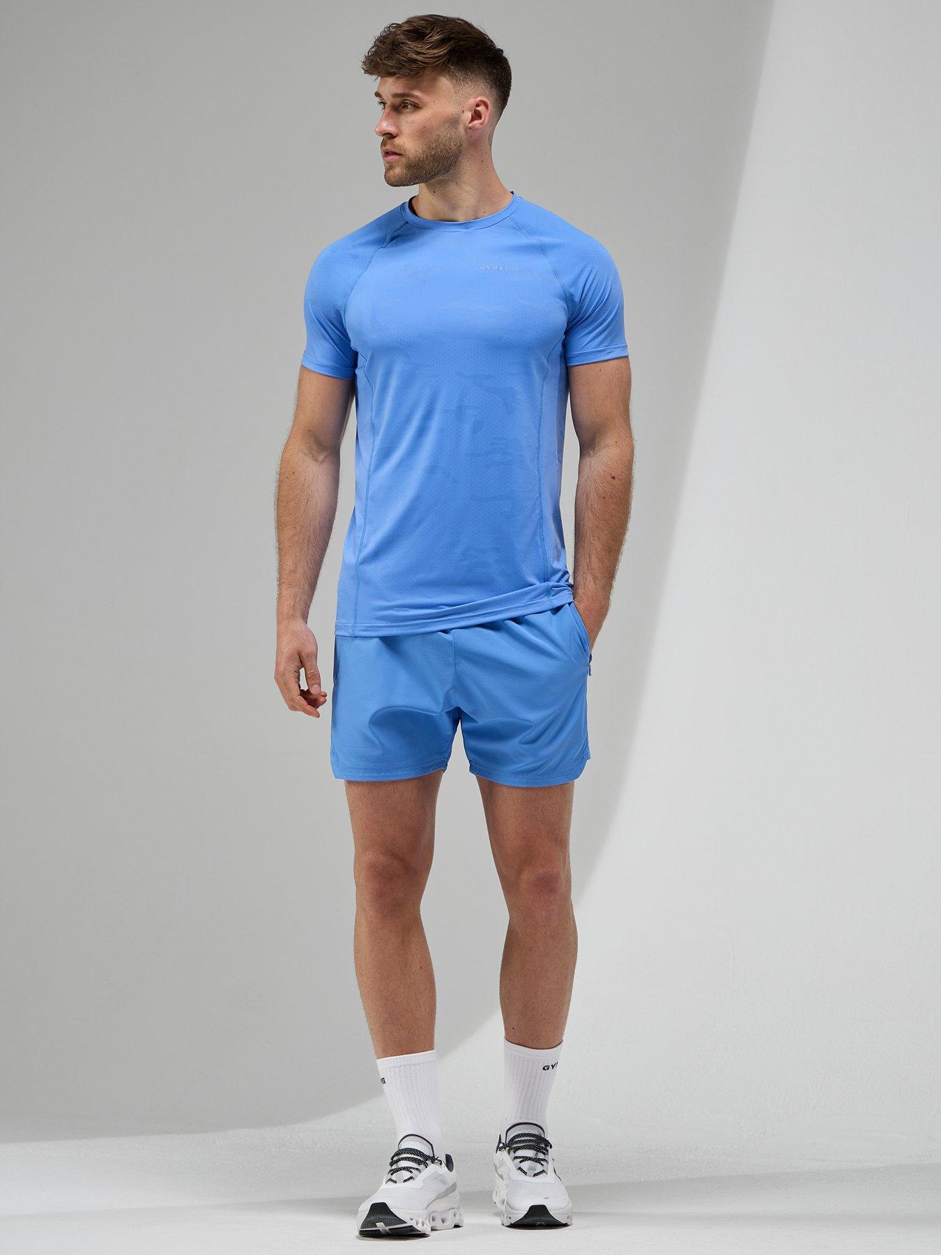 Image 3 of 4 of Gym King Men's Focus Camo Knit Shorts - Blue