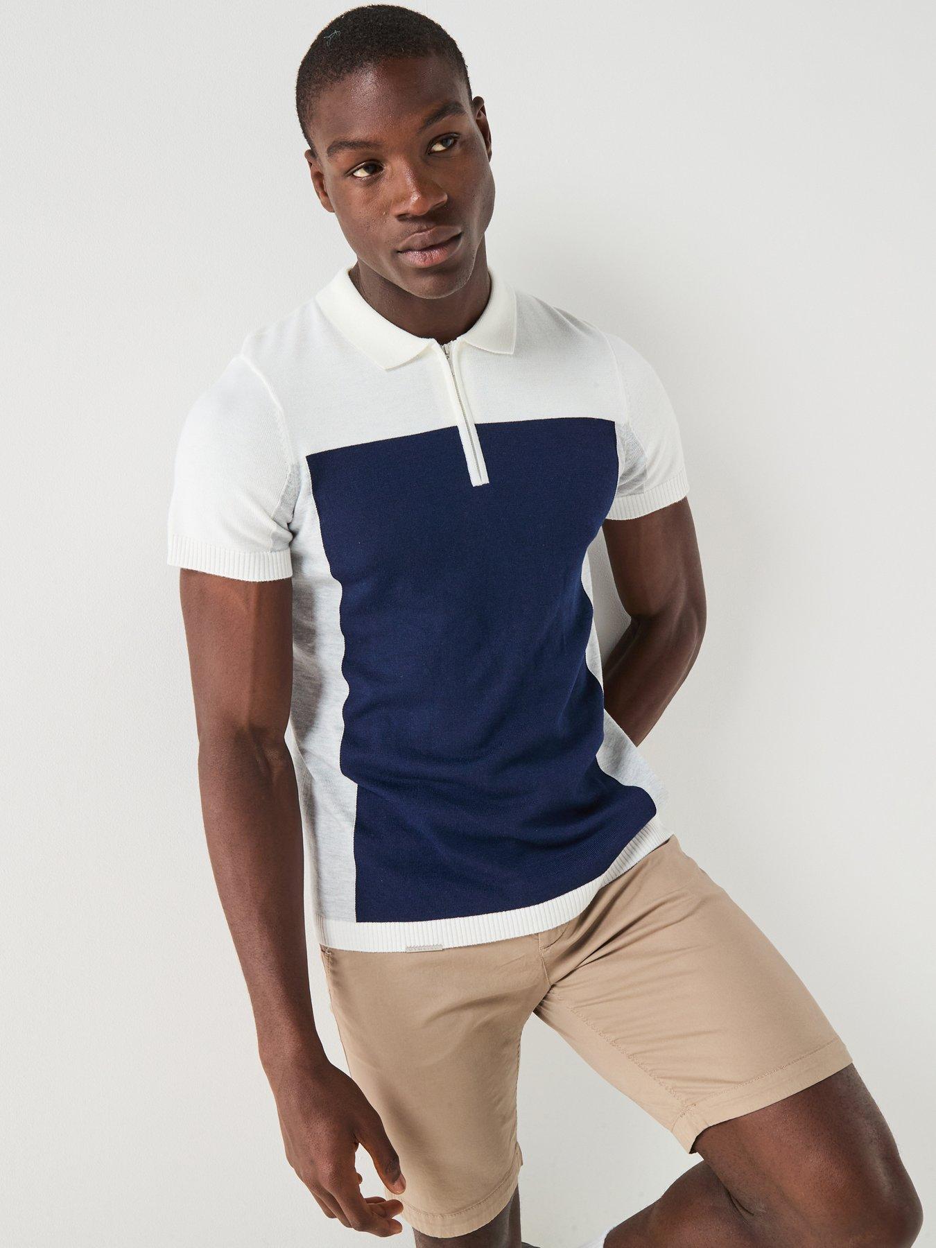 undefined Men's Colour Block Polo - Beige