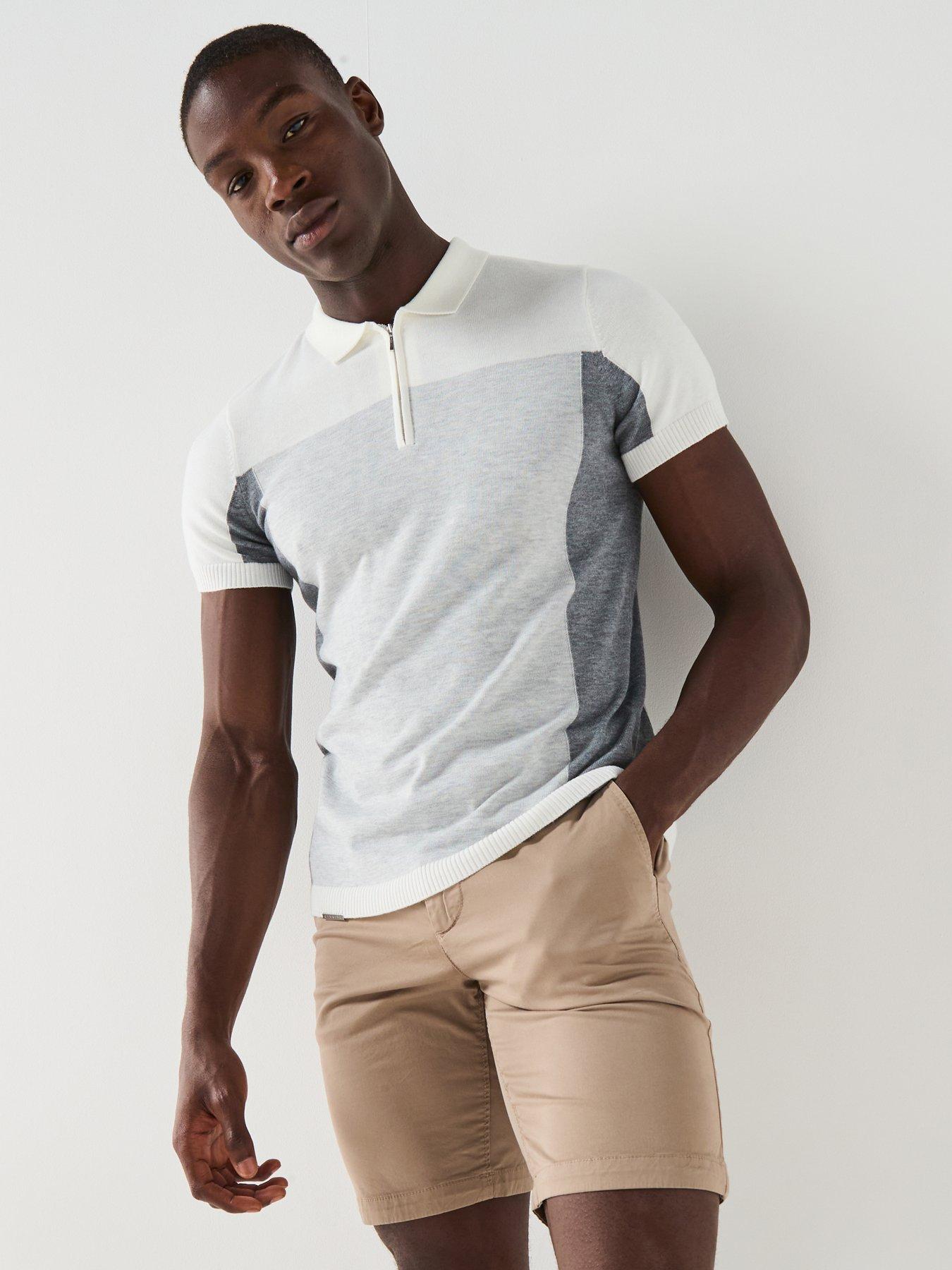 undefined Men's Colour Block Polo Shirt - Grey