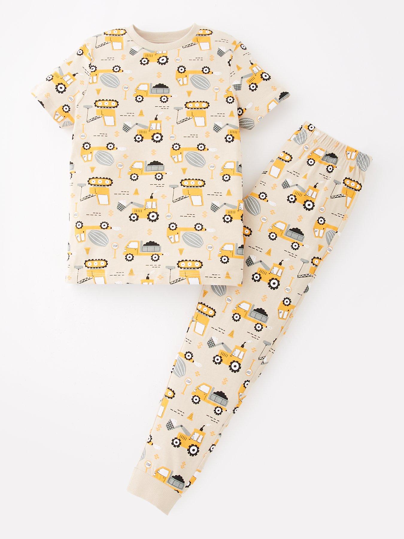 undefined Boys Digger Pyjama Set - Stone