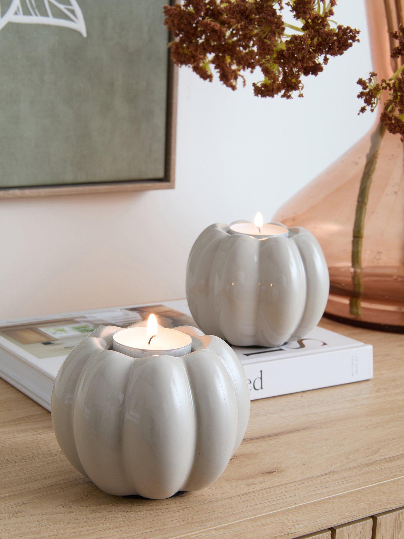 Very Home Set of 2 Pumpkin Tea Light Holders