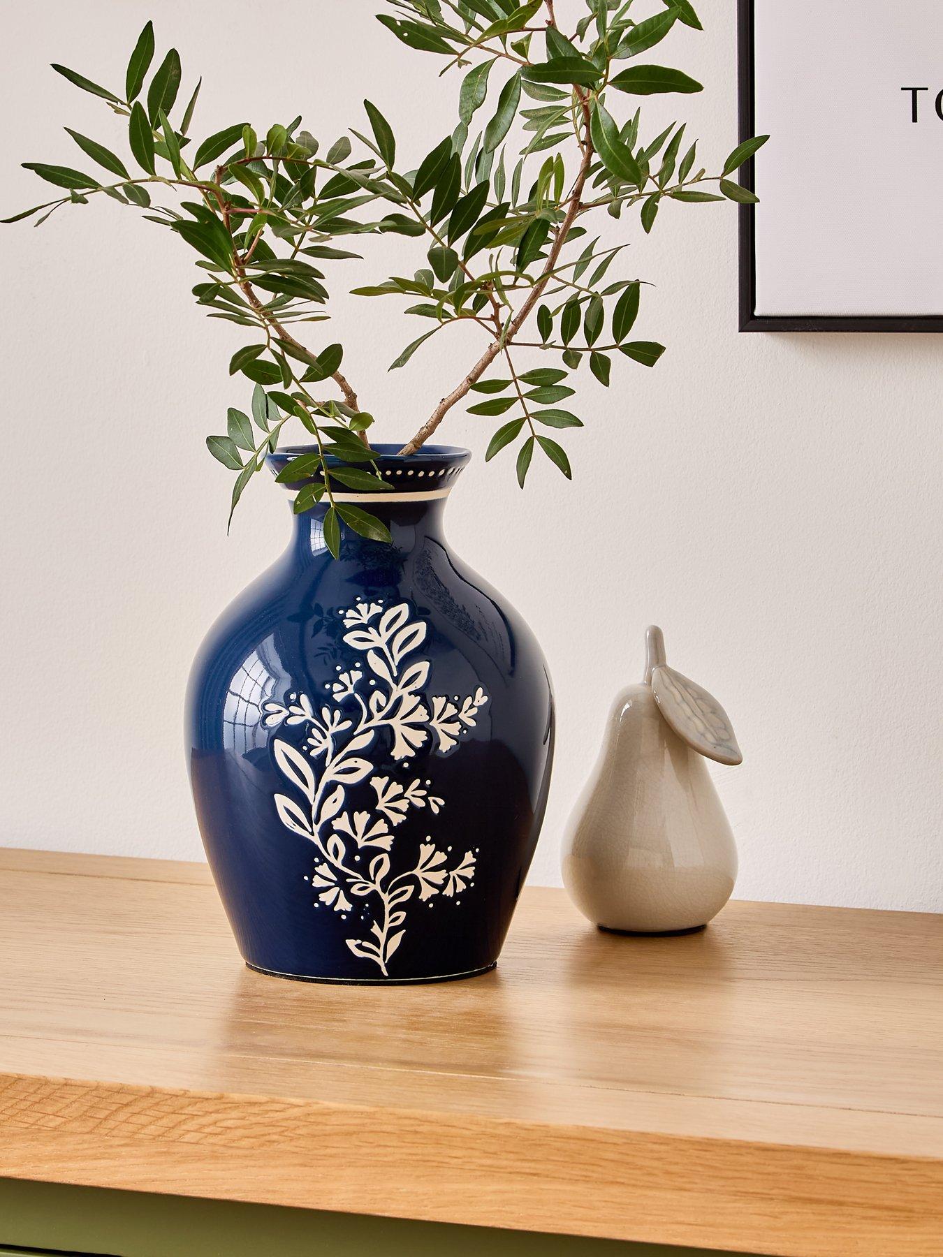 The Very Collection Botanical Printed Vase - Blue