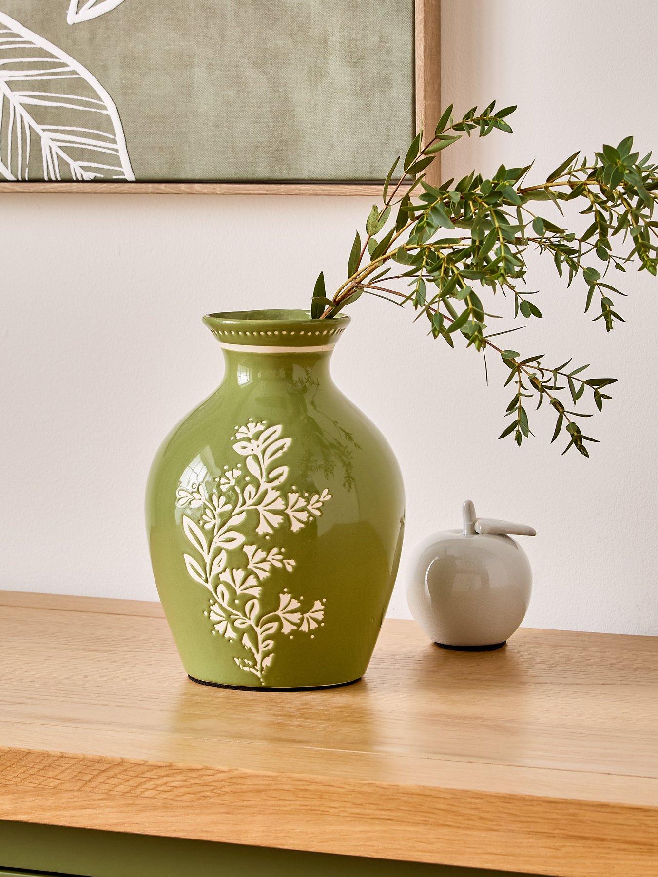The Very Collection Botanical Printed Vase - Green