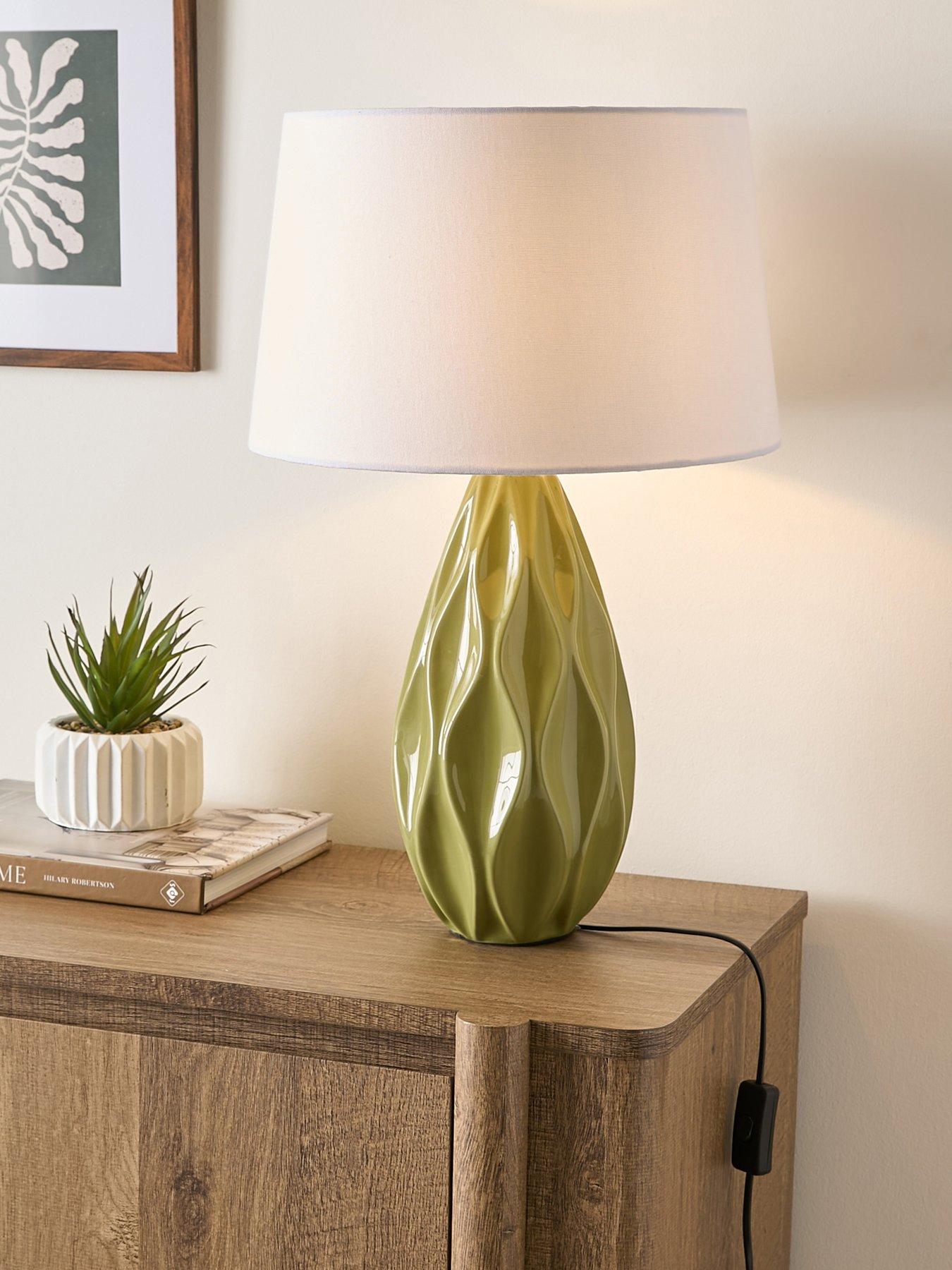 undefined Green Wave Ceramic Table Lamp