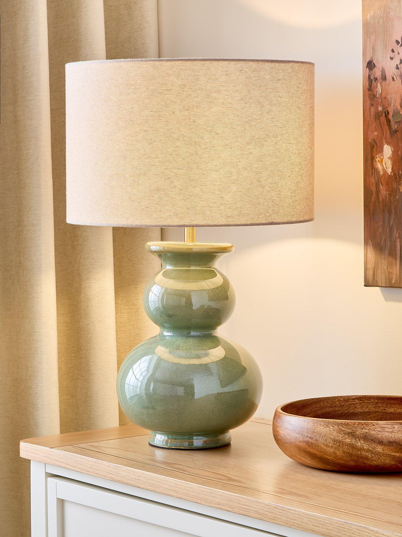 front image of the-very-collection-green-reactive-glaze-table-lamp