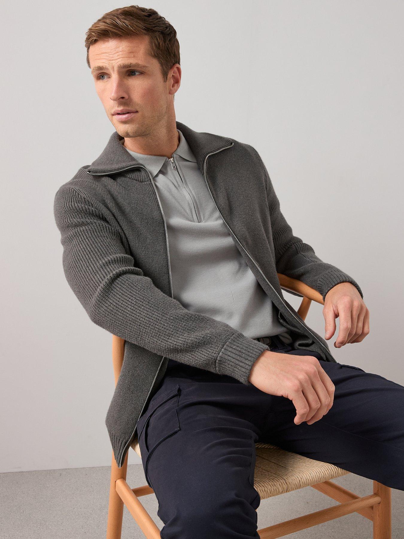 Image 5 of 6 of The Very Collection Chunky Soft Touch Zip Through Funnel Jumper - Charcoal