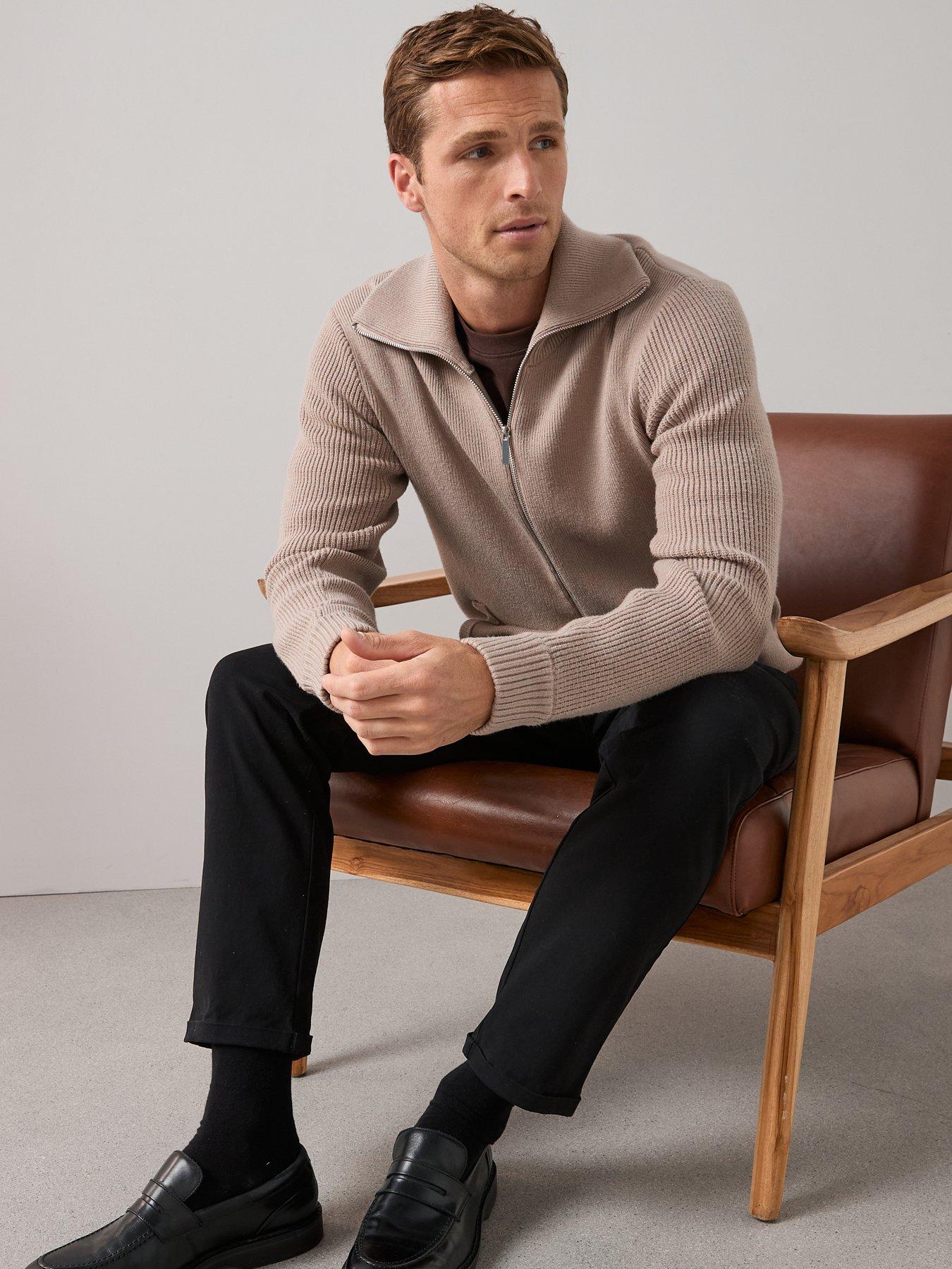 Image 6 of 6 of The Very Collection Chunky Soft Touch Zip Through Funnel Jumper - Beige