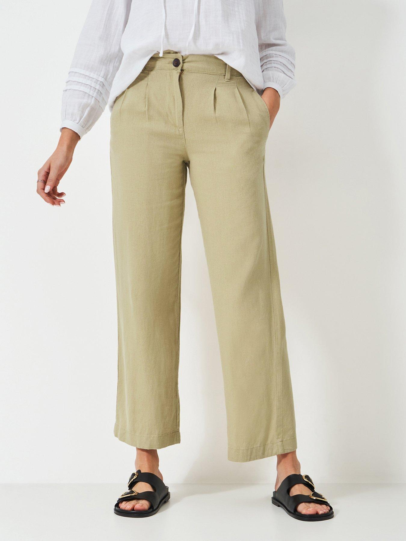 undefined Linen Blend Wide Leg Trousers - Beige