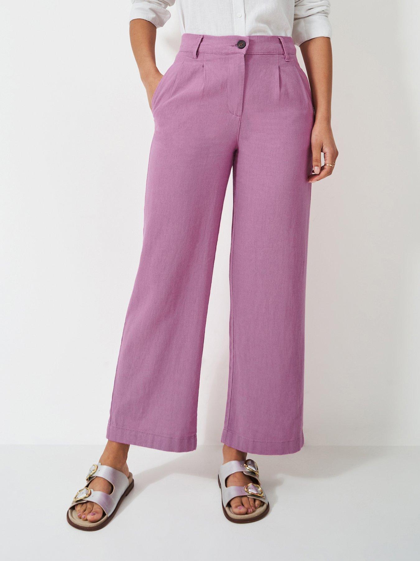 undefined Linen Blend Wide Leg Trousers - Pink