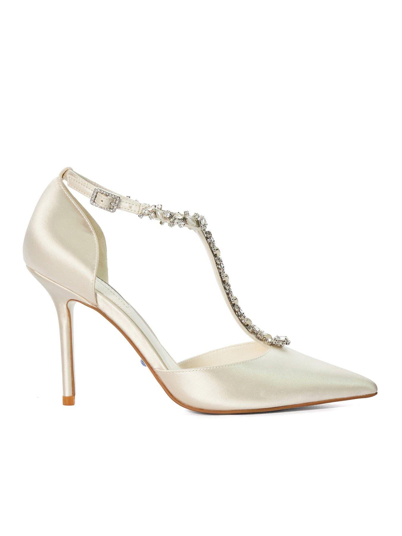  image of dune-london-devotional-bridal-diamante-embellished-t-bar-shoes-ivory