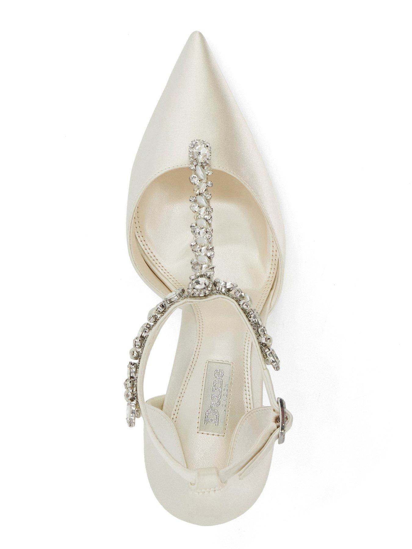  image of dune-london-devotional-bridal-diamante-embellished-t-bar-shoes-ivory