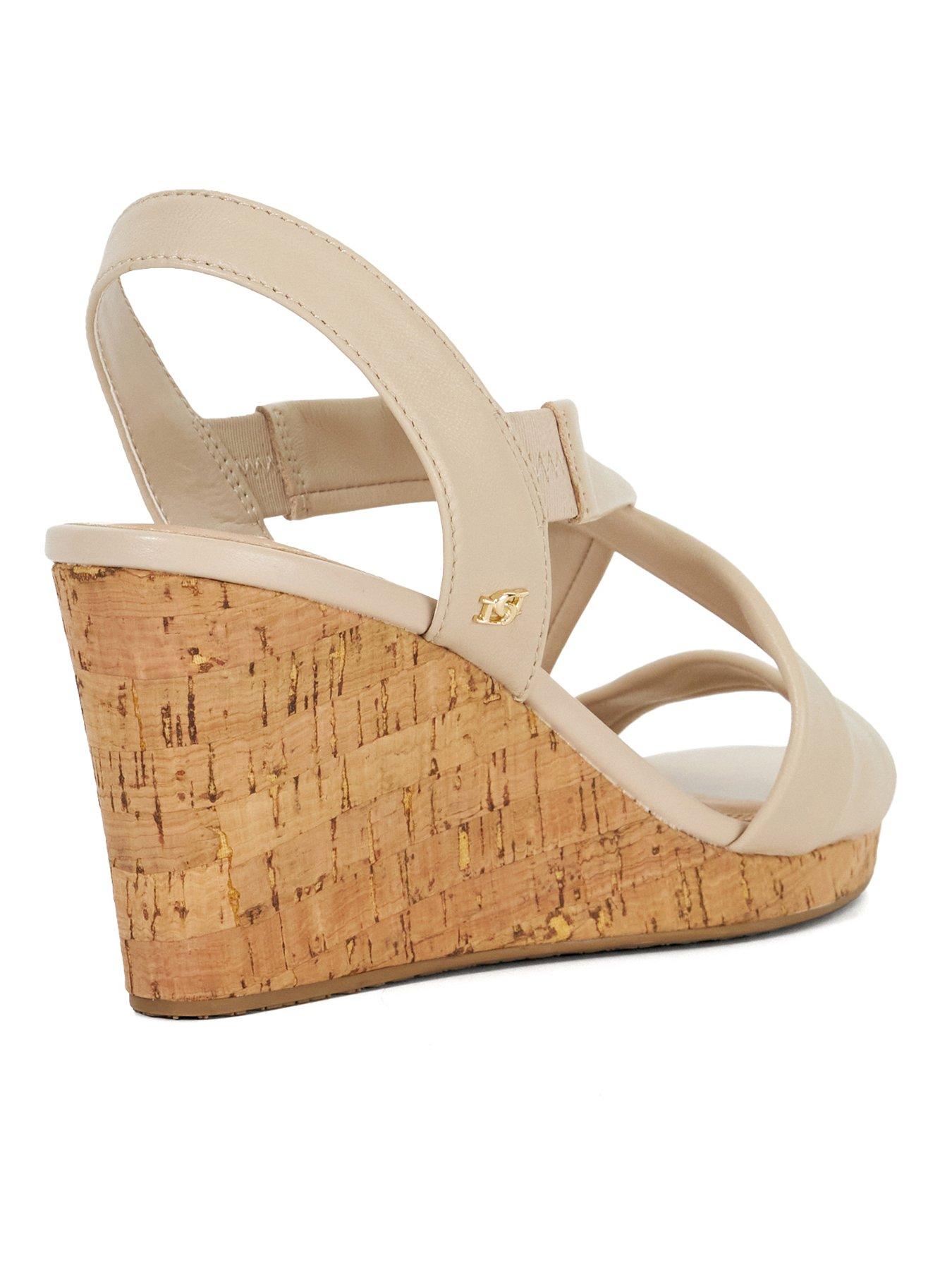  image of dune-london-kamies-leather-cross-strap-wedge-sandals-blush