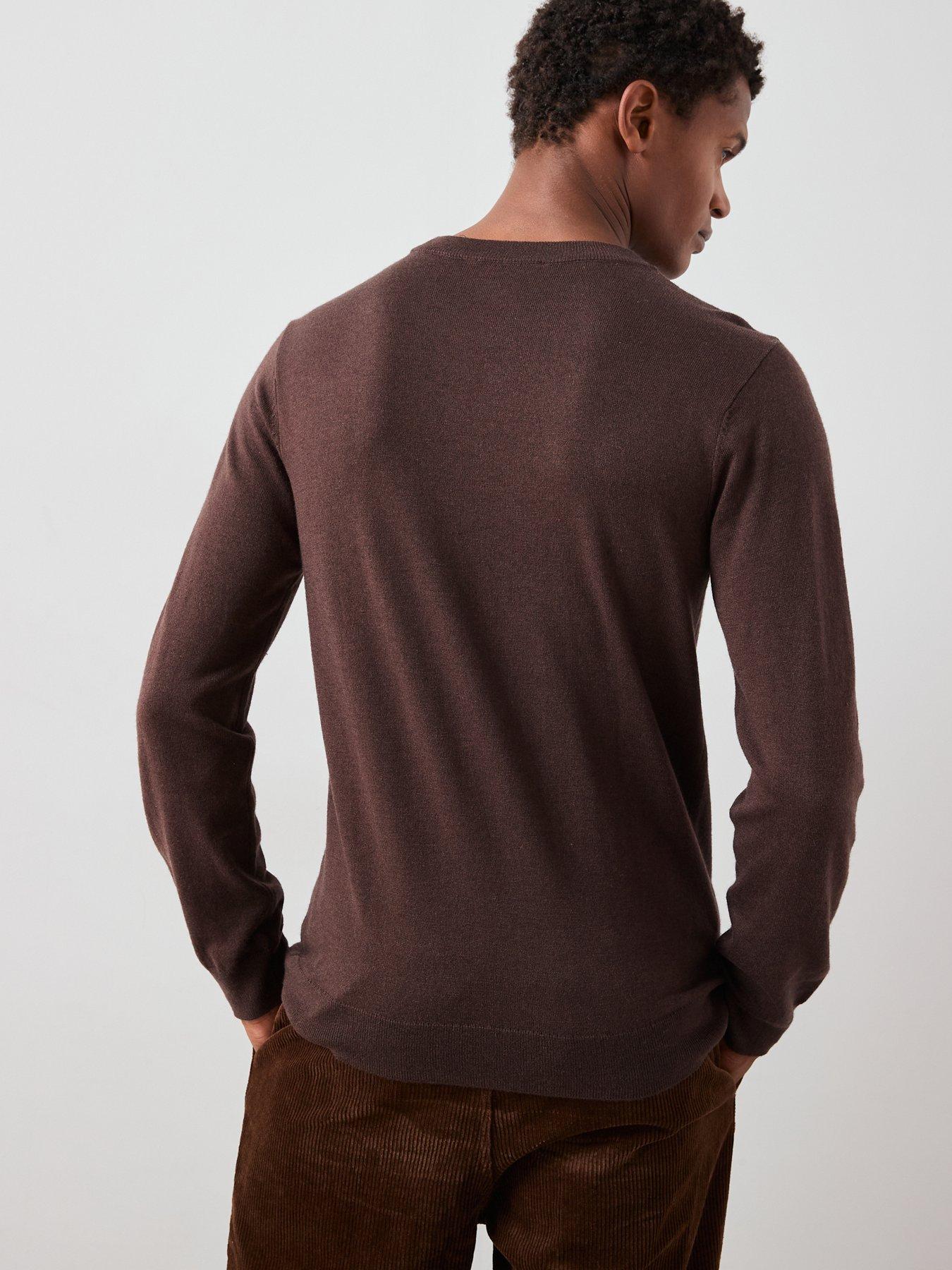  image of the-very-collection-wool-blend-high-crew-neck-jumper-brown