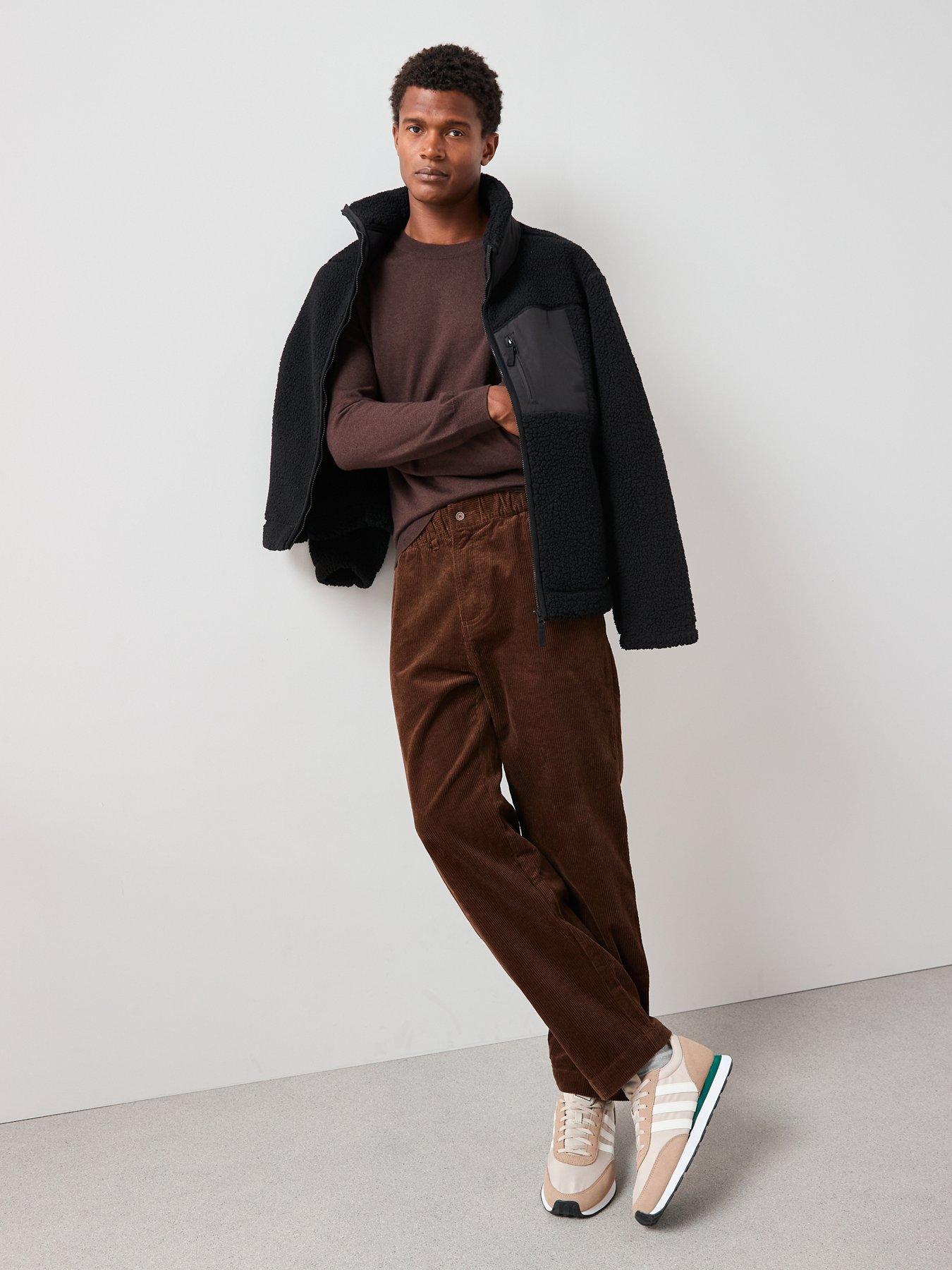  image of the-very-collection-wool-blend-high-crew-neck-jumper-brown