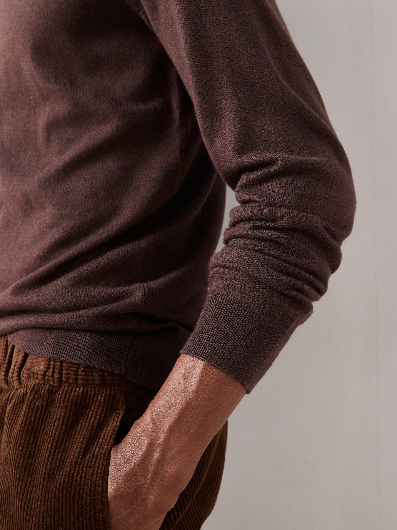  image of the-very-collection-wool-blend-high-crew-neck-jumper-brown