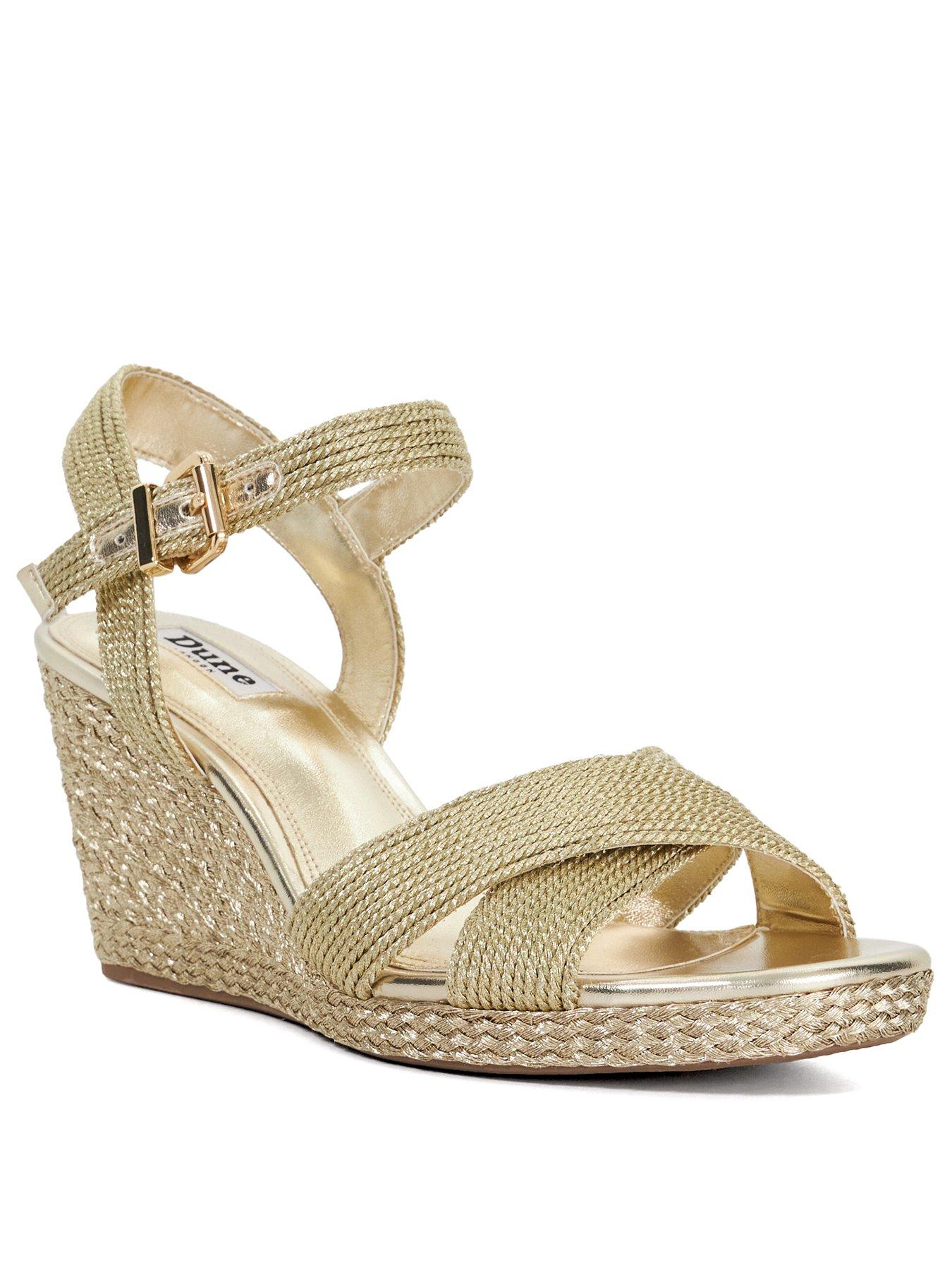  image of dune-london-kolden-rope-detail-wedges-gold