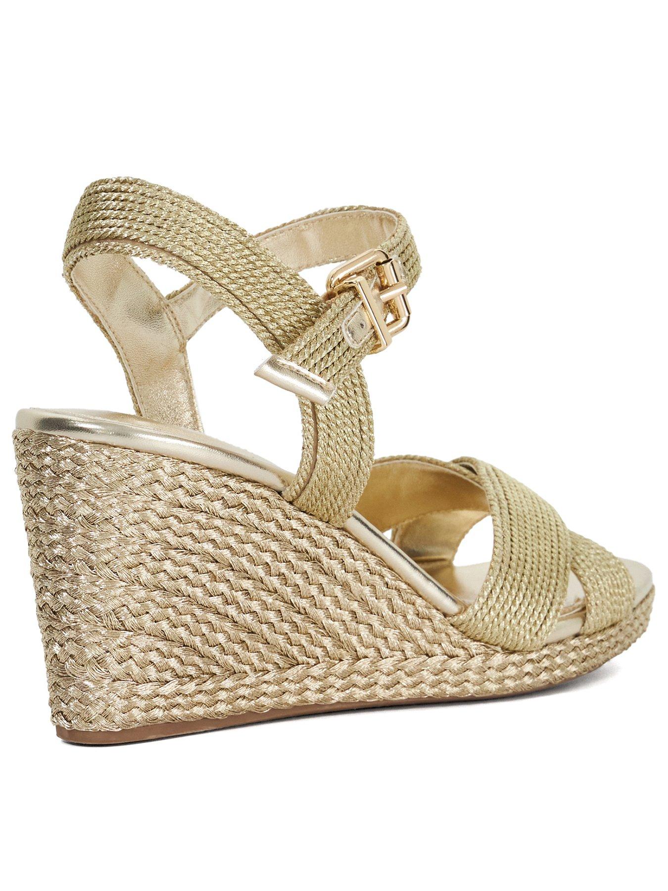  image of dune-london-kolden-rope-detail-wedges-gold