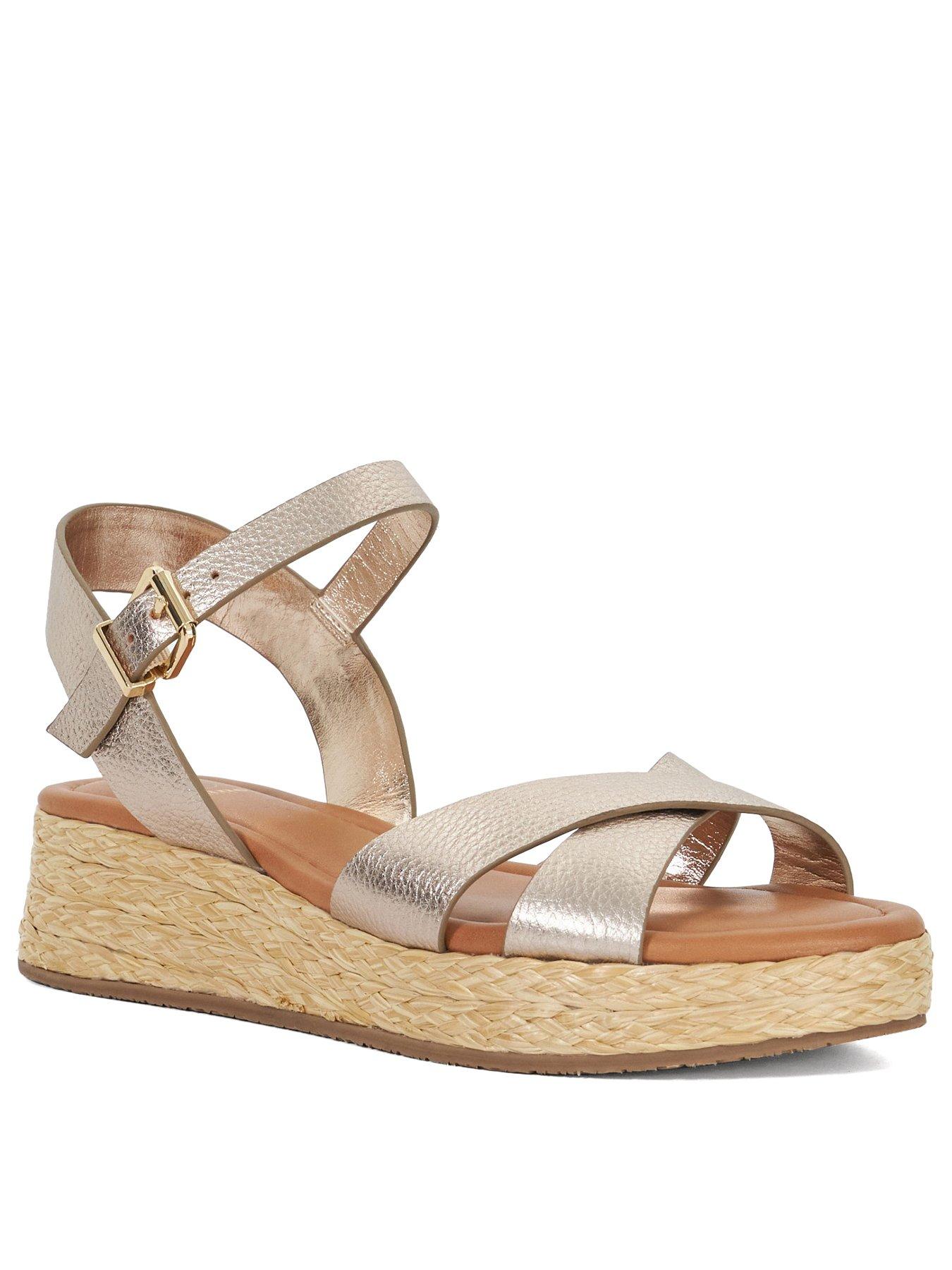  image of dune-london-wide-fit-littleton-leather-espadrille-sandal-gold