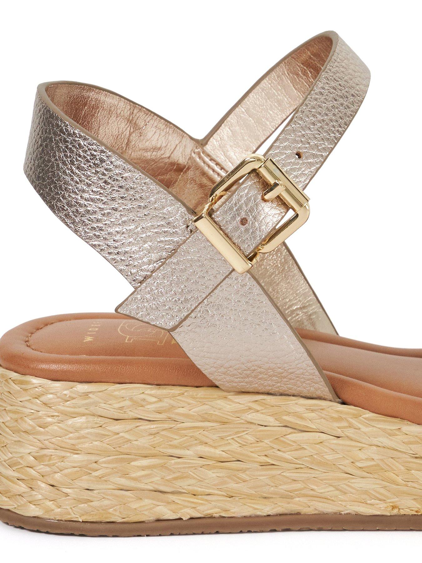  image of dune-london-wide-fit-littleton-leather-espadrille-sandal-gold