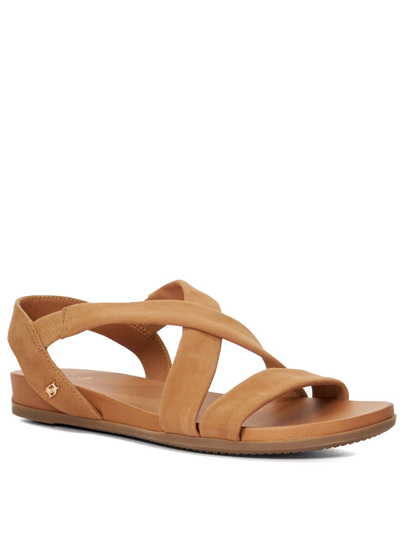  image of dune-london-wide-fit-landies-supersoft-comfort-sandals-camel