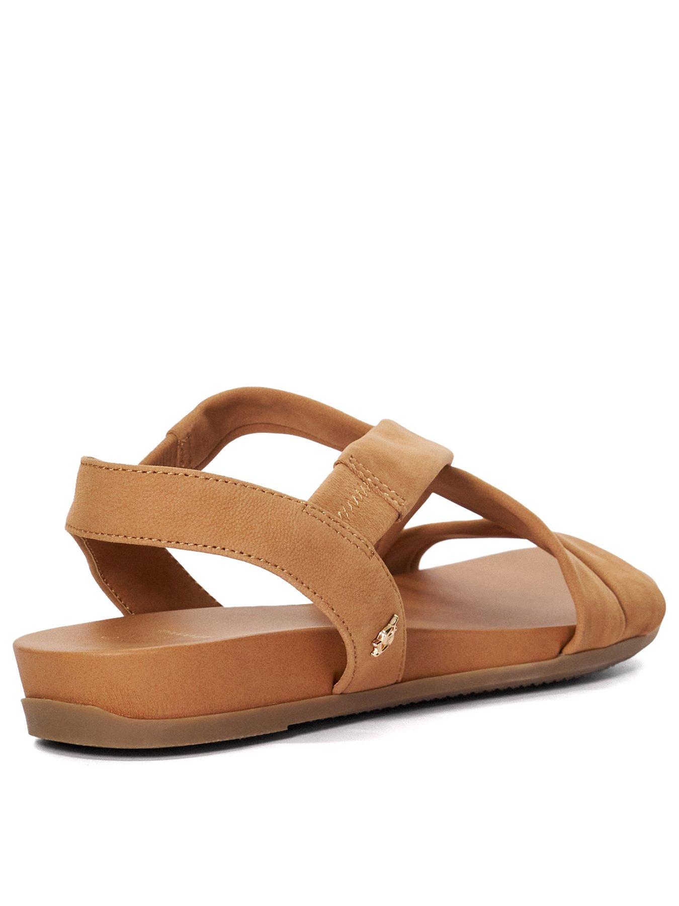  image of dune-london-wide-fit-landies-supersoft-comfort-sandals-camel