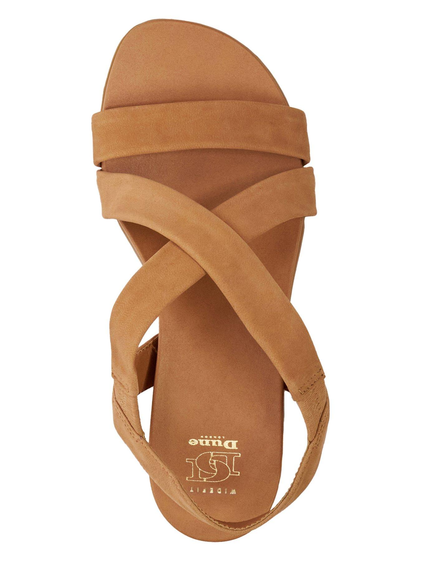  image of dune-london-wide-fit-landies-supersoft-comfort-sandals-camel